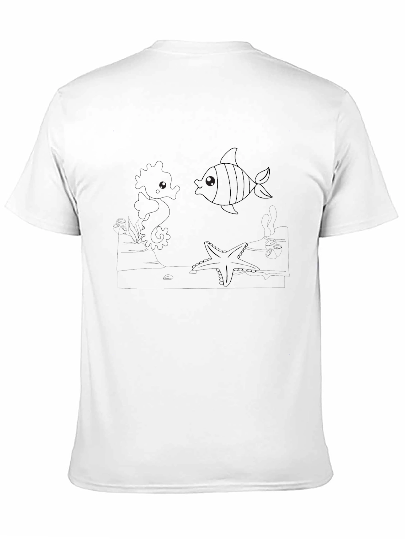 Whimsical Ocean Life Black Tee
