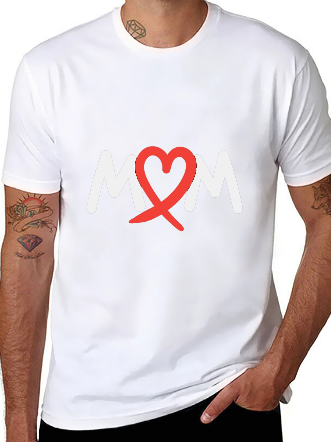 Heart Mom Tee - Black Cotton Blend T-Shirt