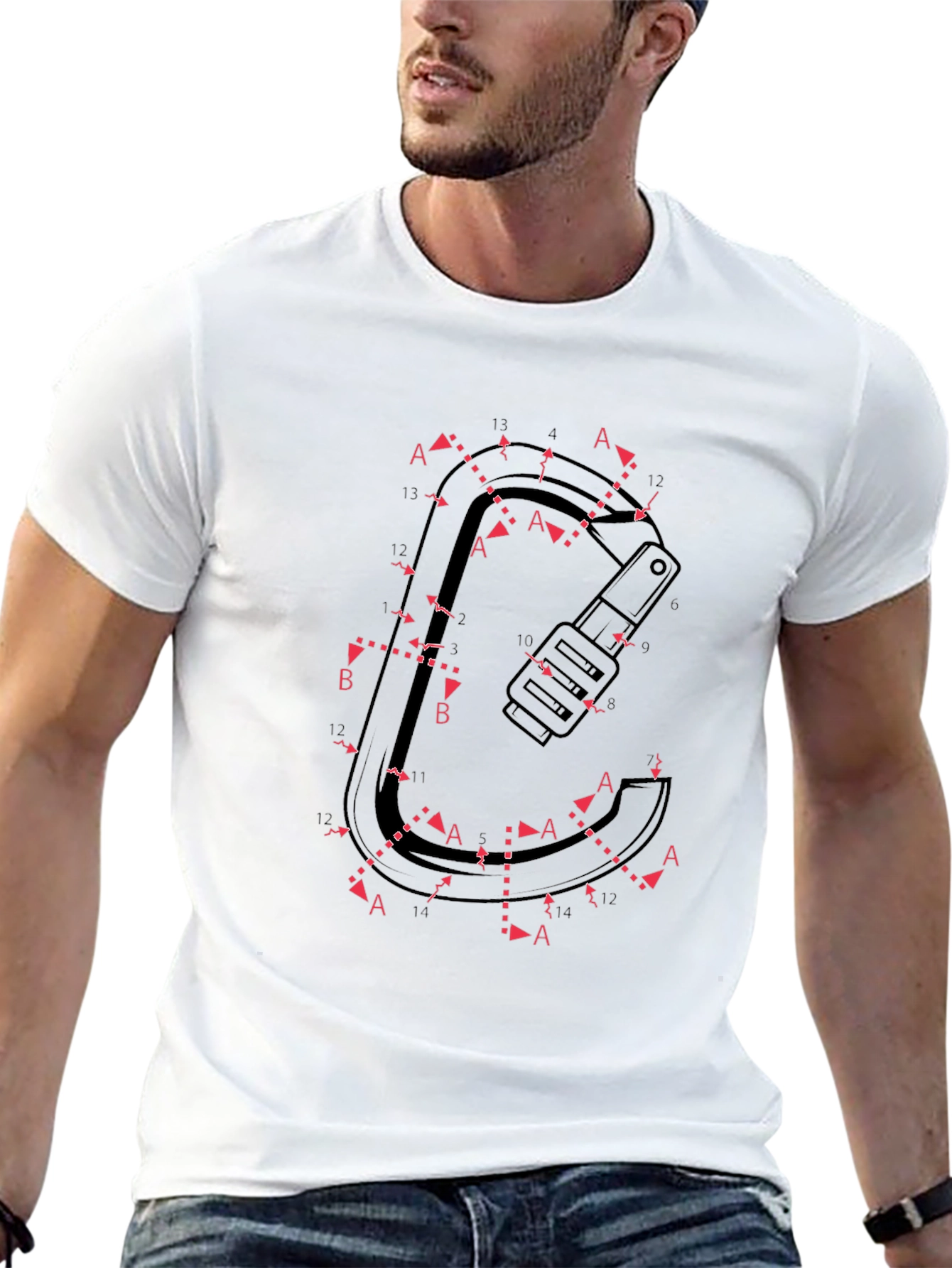 Carabiner Schematic T-Shirt - Black Graphic Tee