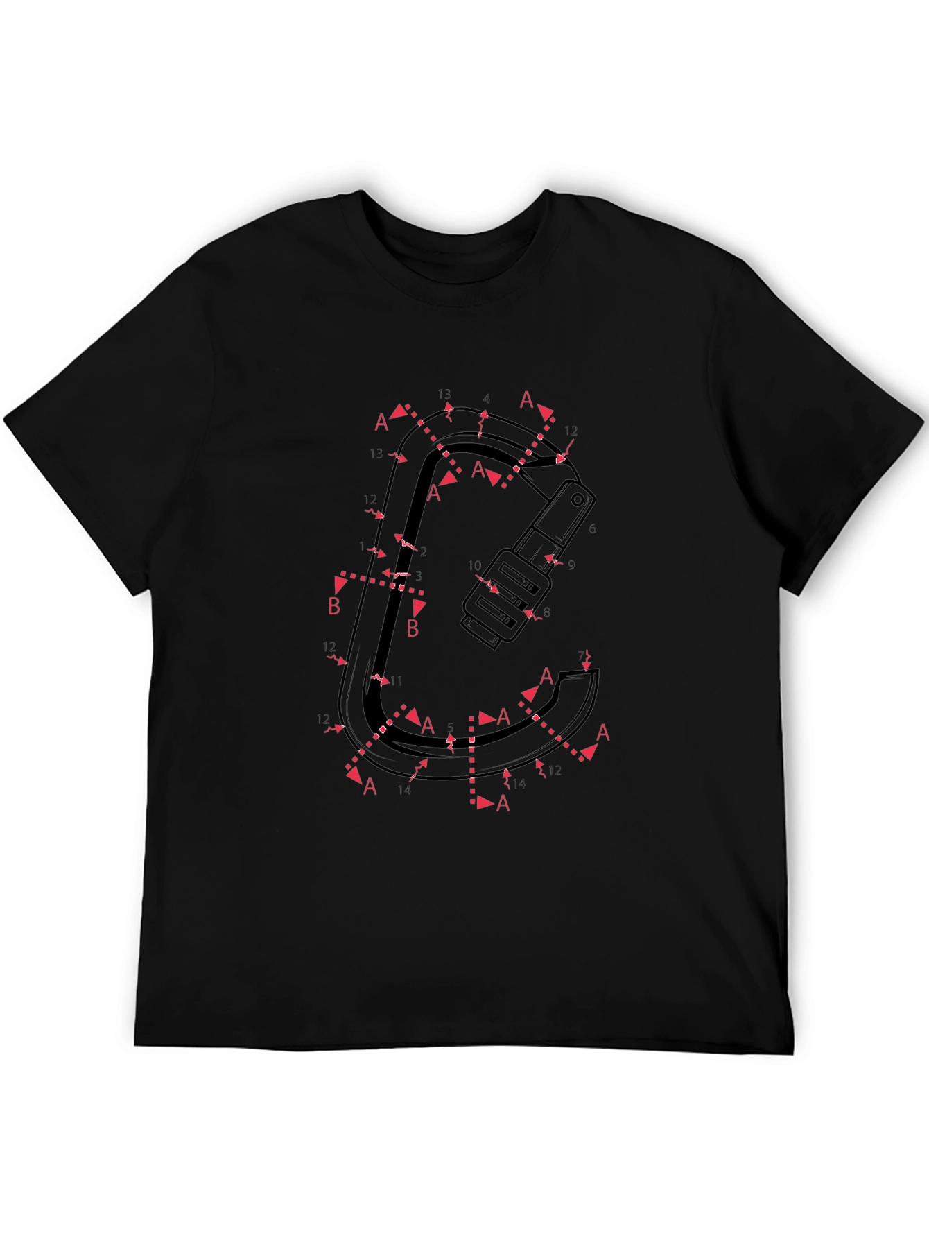 Carabiner Schematic T-Shirt - Black Graphic Tee