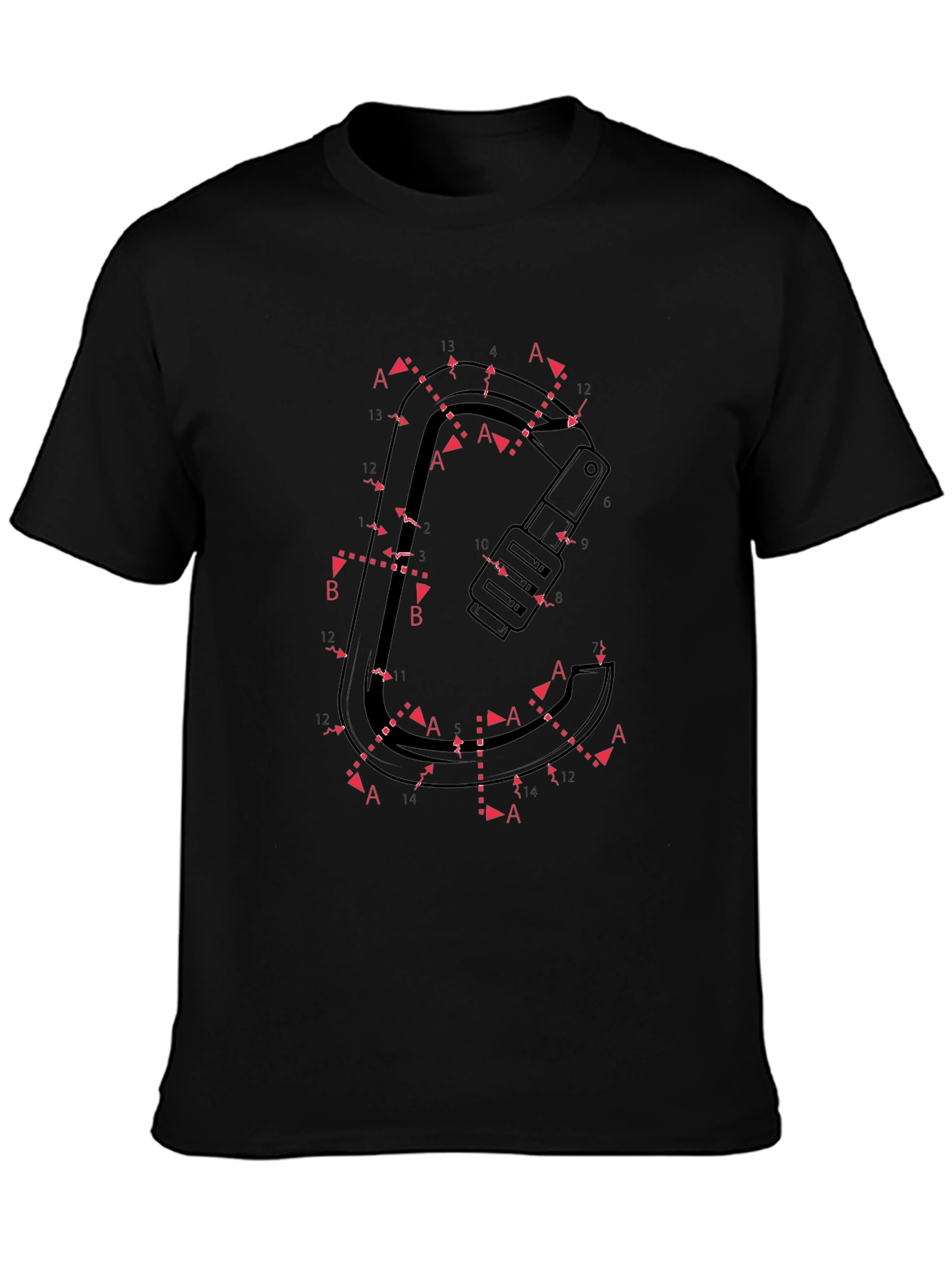 Carabiner Schematic T-Shirt - Black Graphic Tee