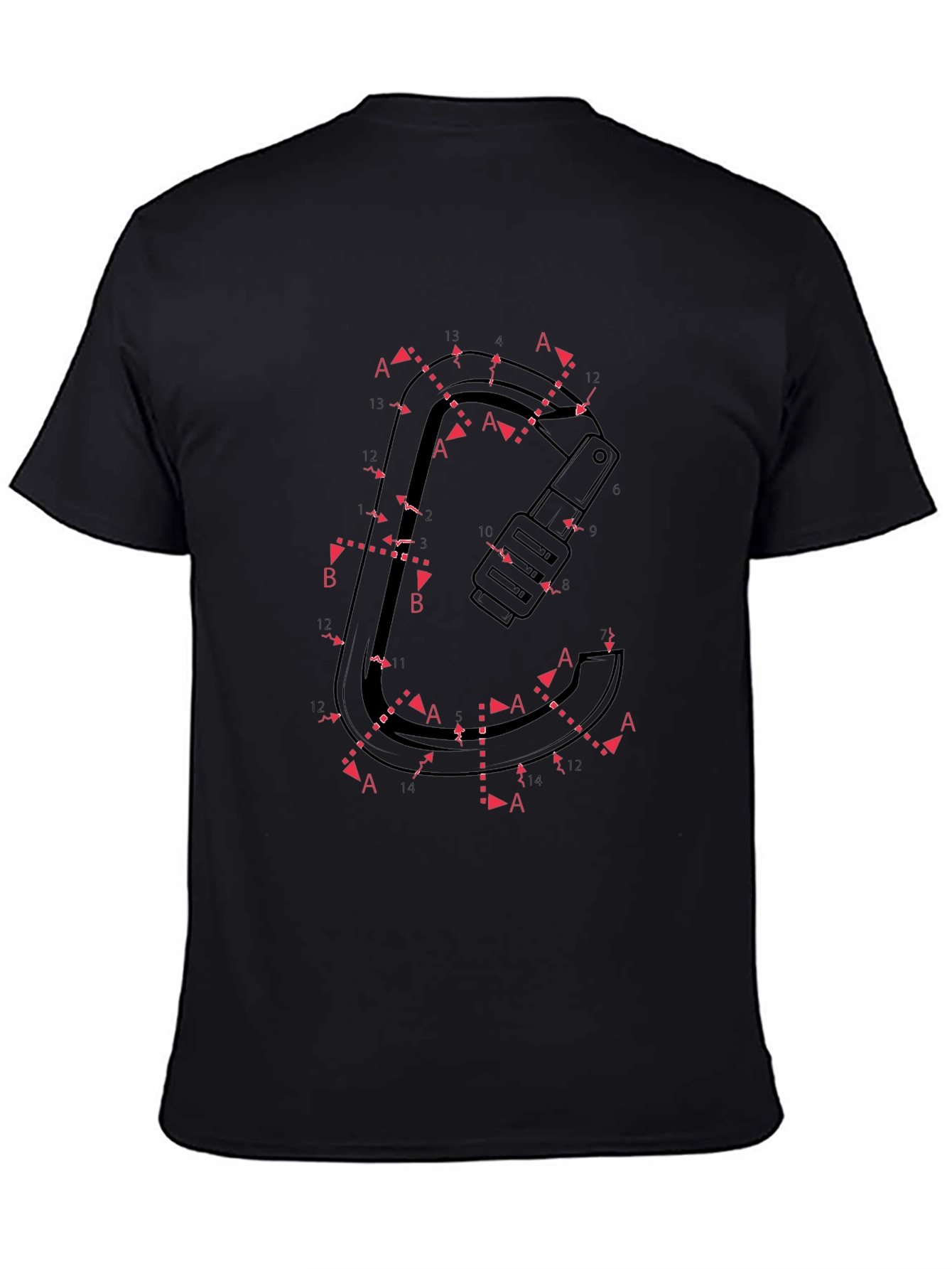 Carabiner Schematic T-Shirt - Black Graphic Tee