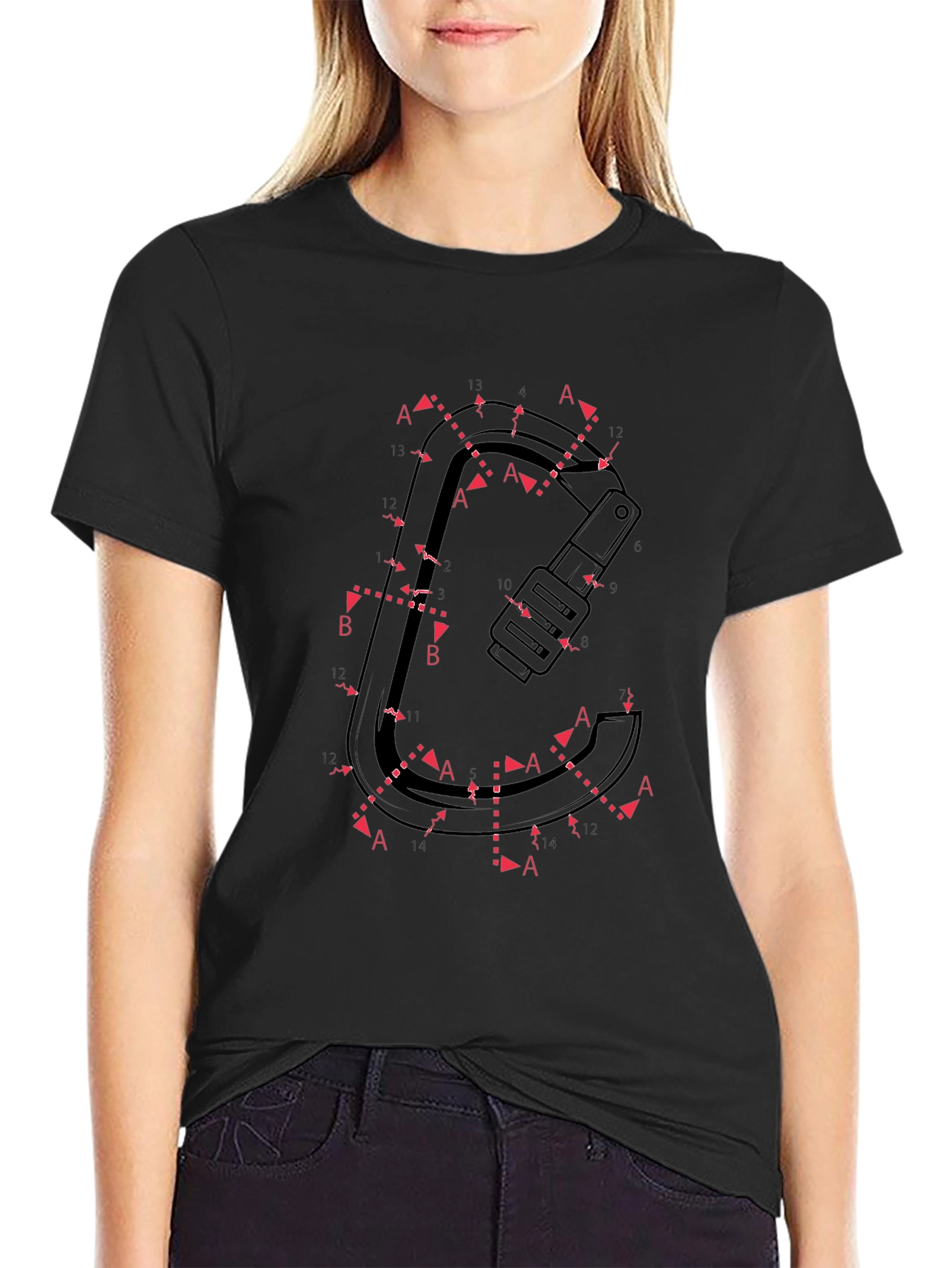 Carabiner Schematic T-Shirt - Black Graphic Tee