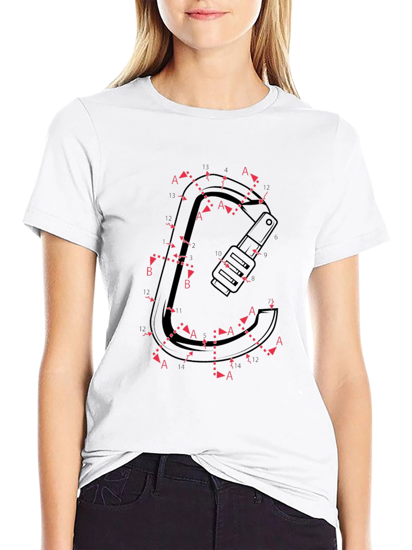 Carabiner Schematic T-Shirt - Black Graphic Tee