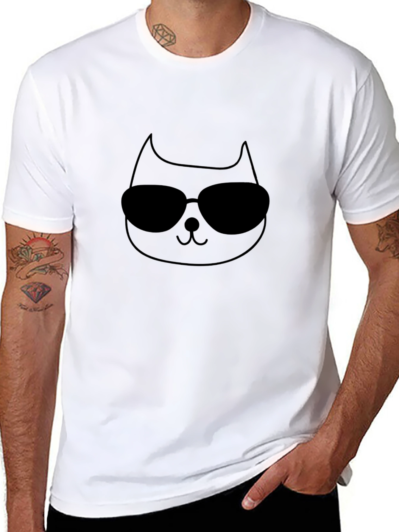 Cool Cat Tee: Black Graphic T-Shirt