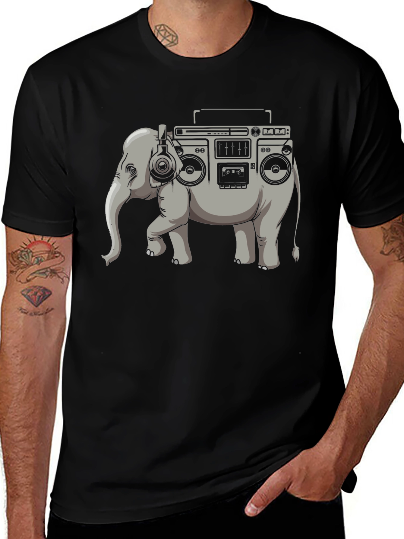 Elephant Boombox Graphic T-Shirt