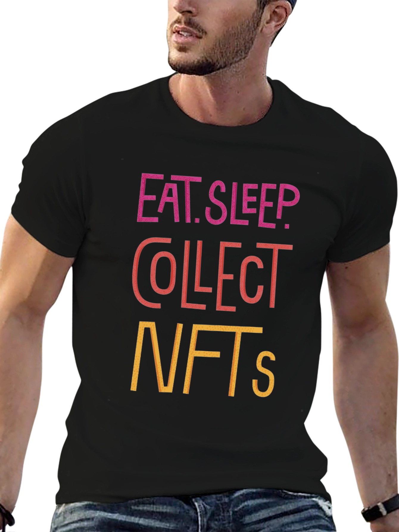 Eat Sleep Collect NFTs Black Graphic Tee