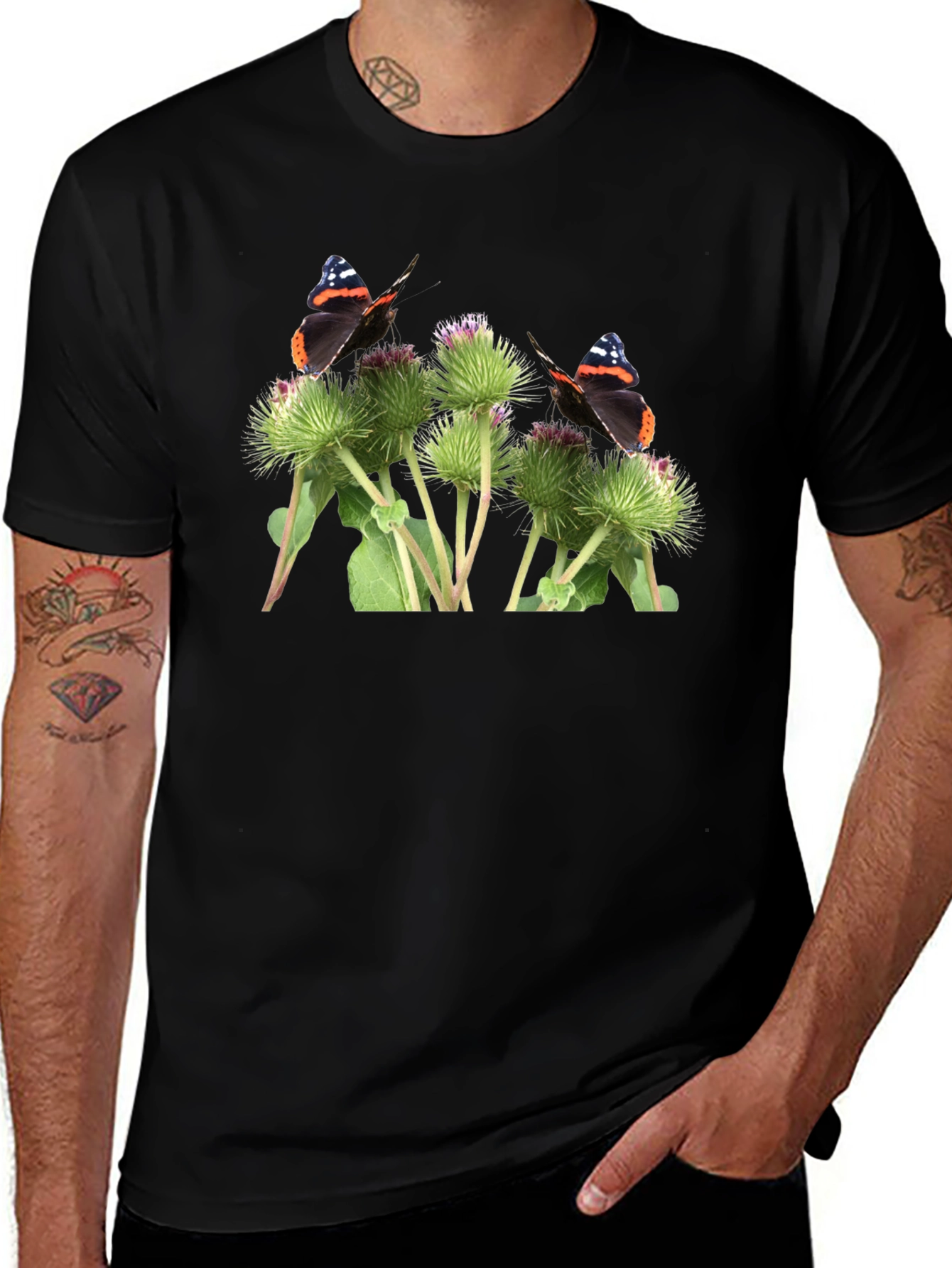 Butterfly and Burdock T-Shirt - Nature Graphic Tee