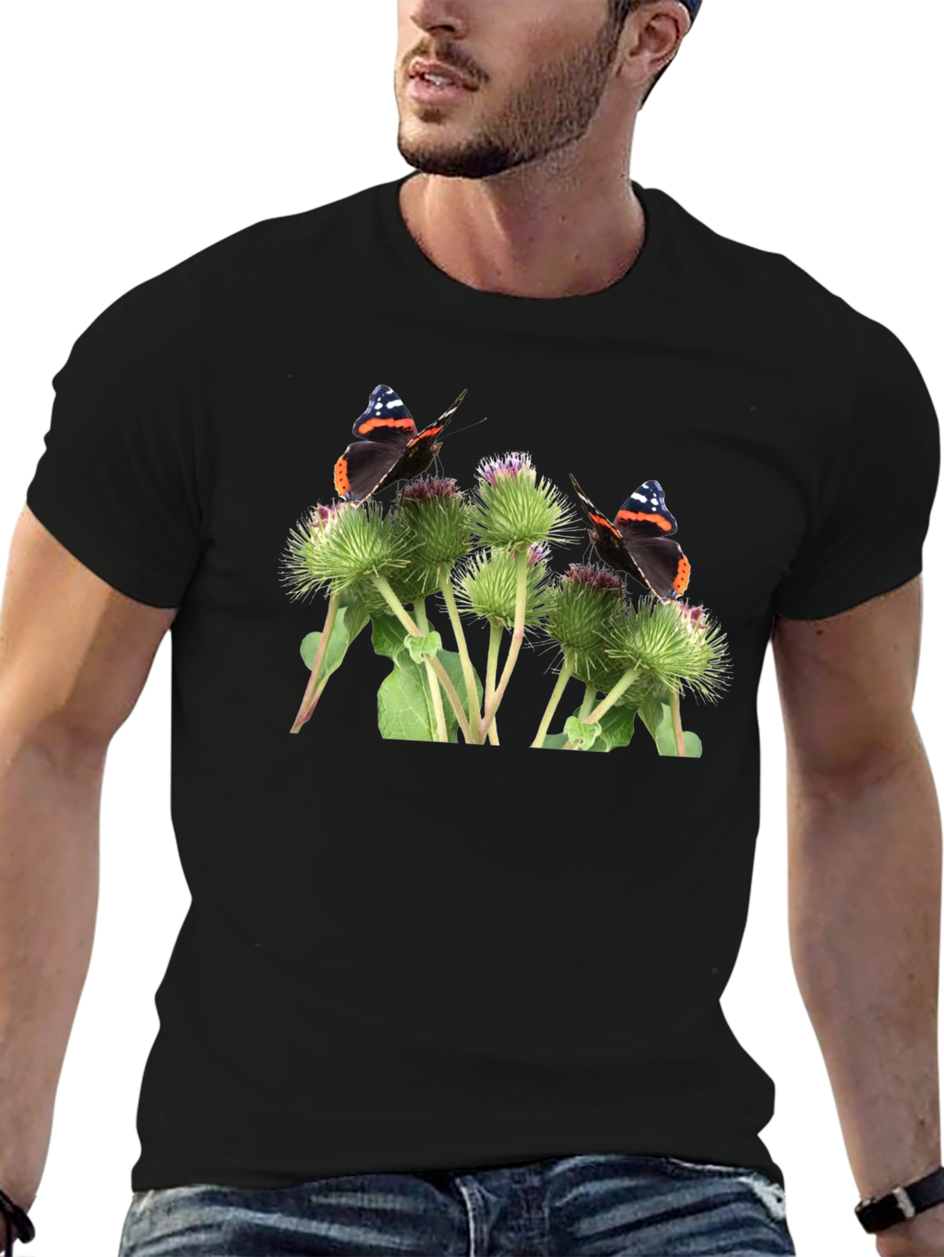 Butterfly and Burdock T-Shirt - Nature Graphic Tee