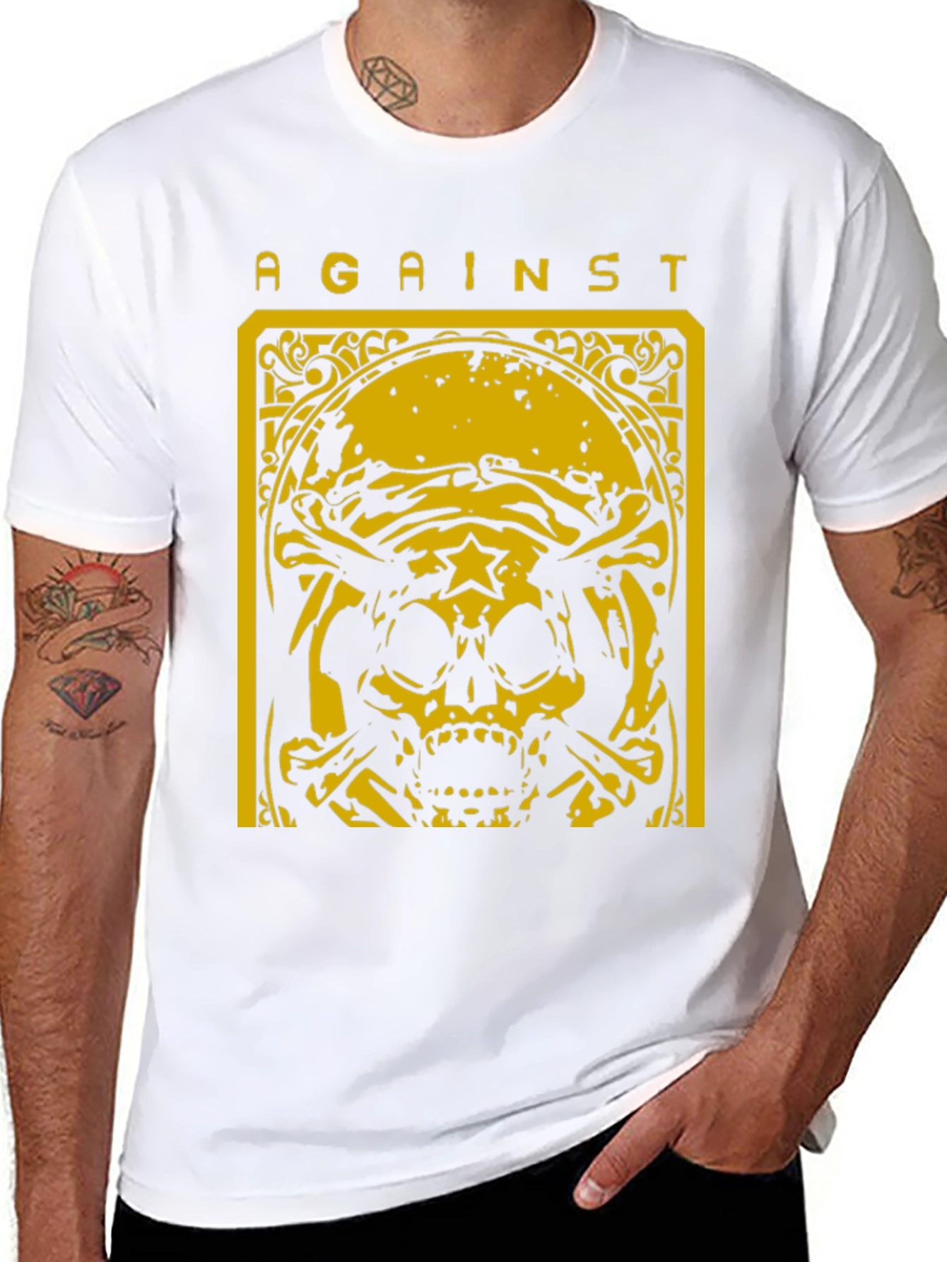 Against Skull Graphic T-Shirt - Black