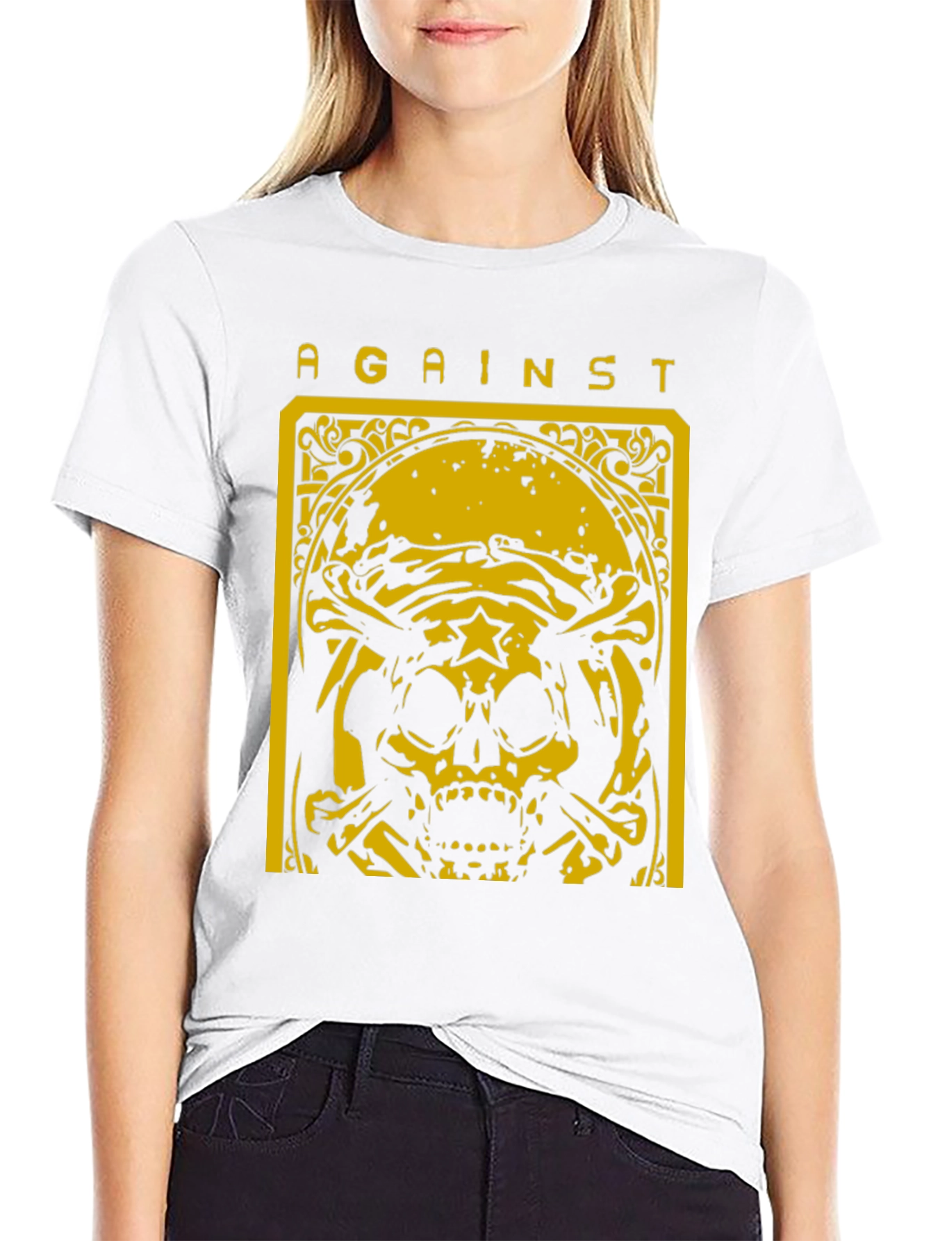 Against Skull Graphic T-Shirt - Black