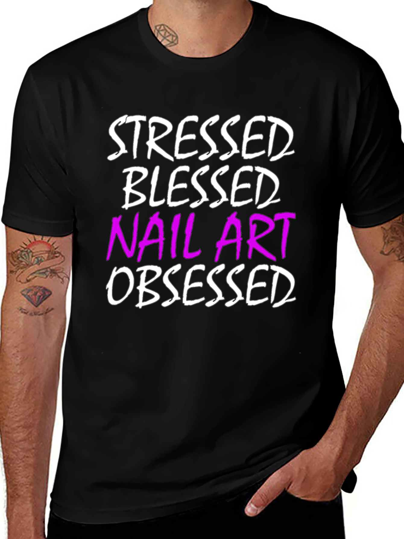 Stressed Blessed Nail Art Obsessed T-Shirt