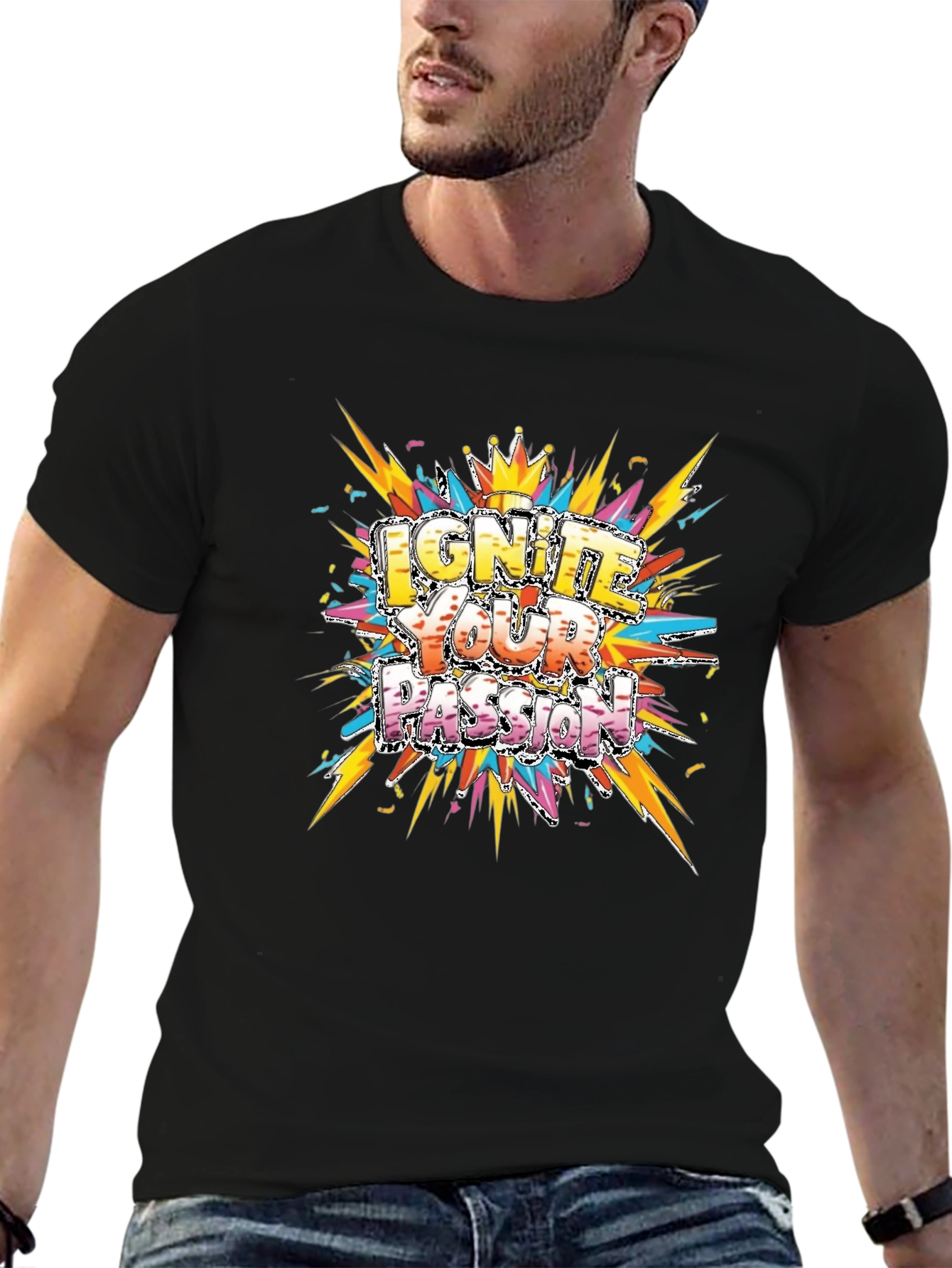 Ignite Your Passion Graphic Tee - Mens Black T-Shirt