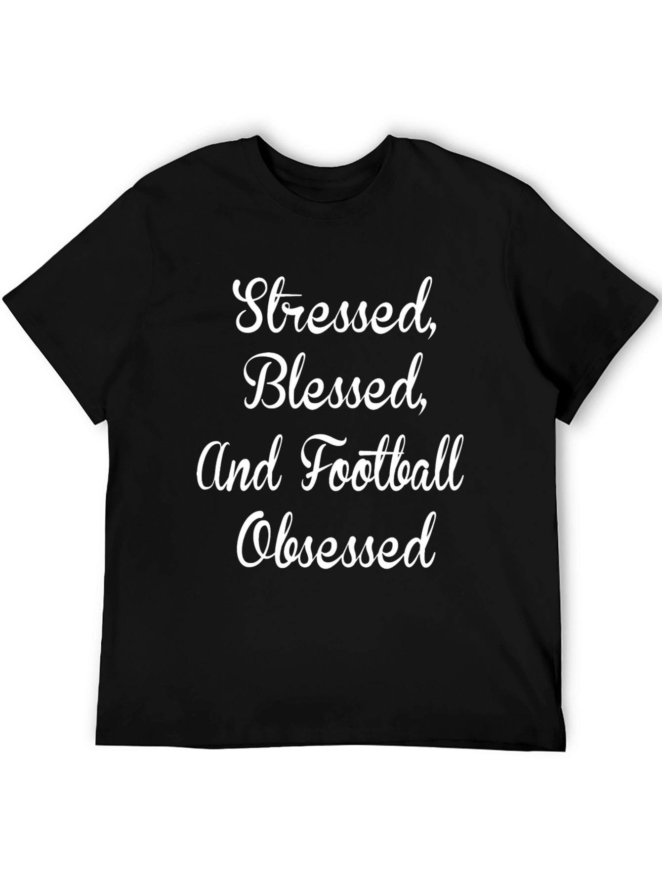 Stressed Blessed Football Obsessed Black T-Shirt
