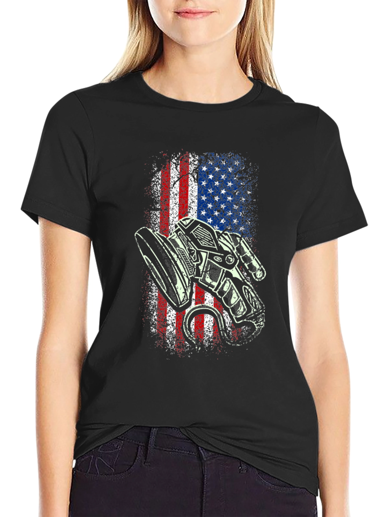 American Flag Motorcycle T-Shirt