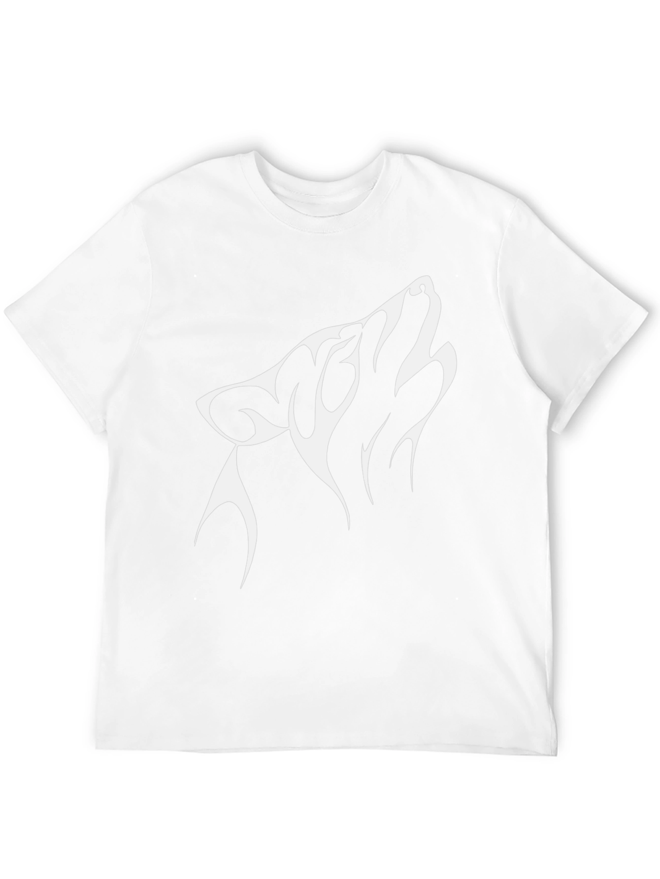 Mens Black T-Shirt with White Wolf Graphic