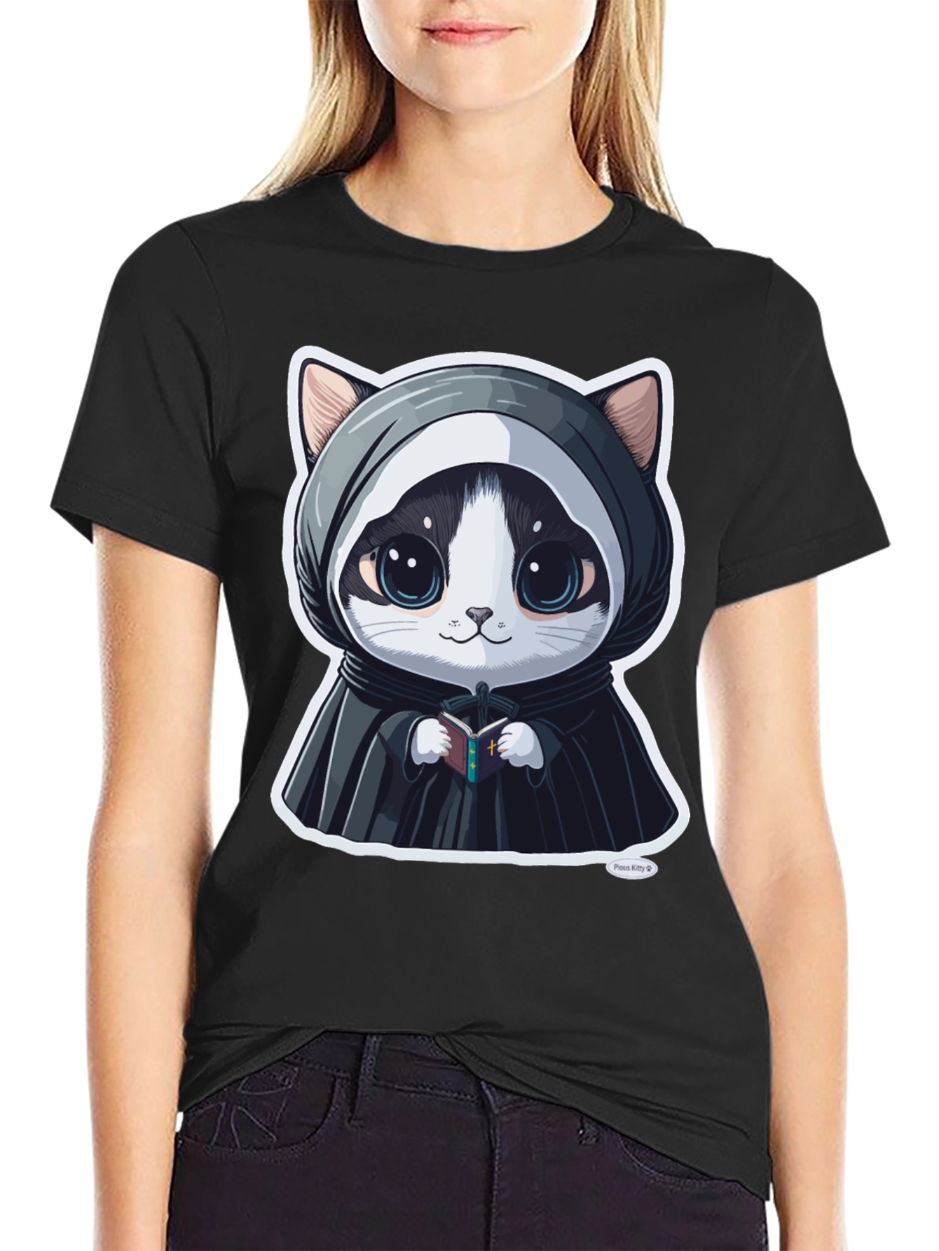 Cute Kitty Priest Graphic Tee