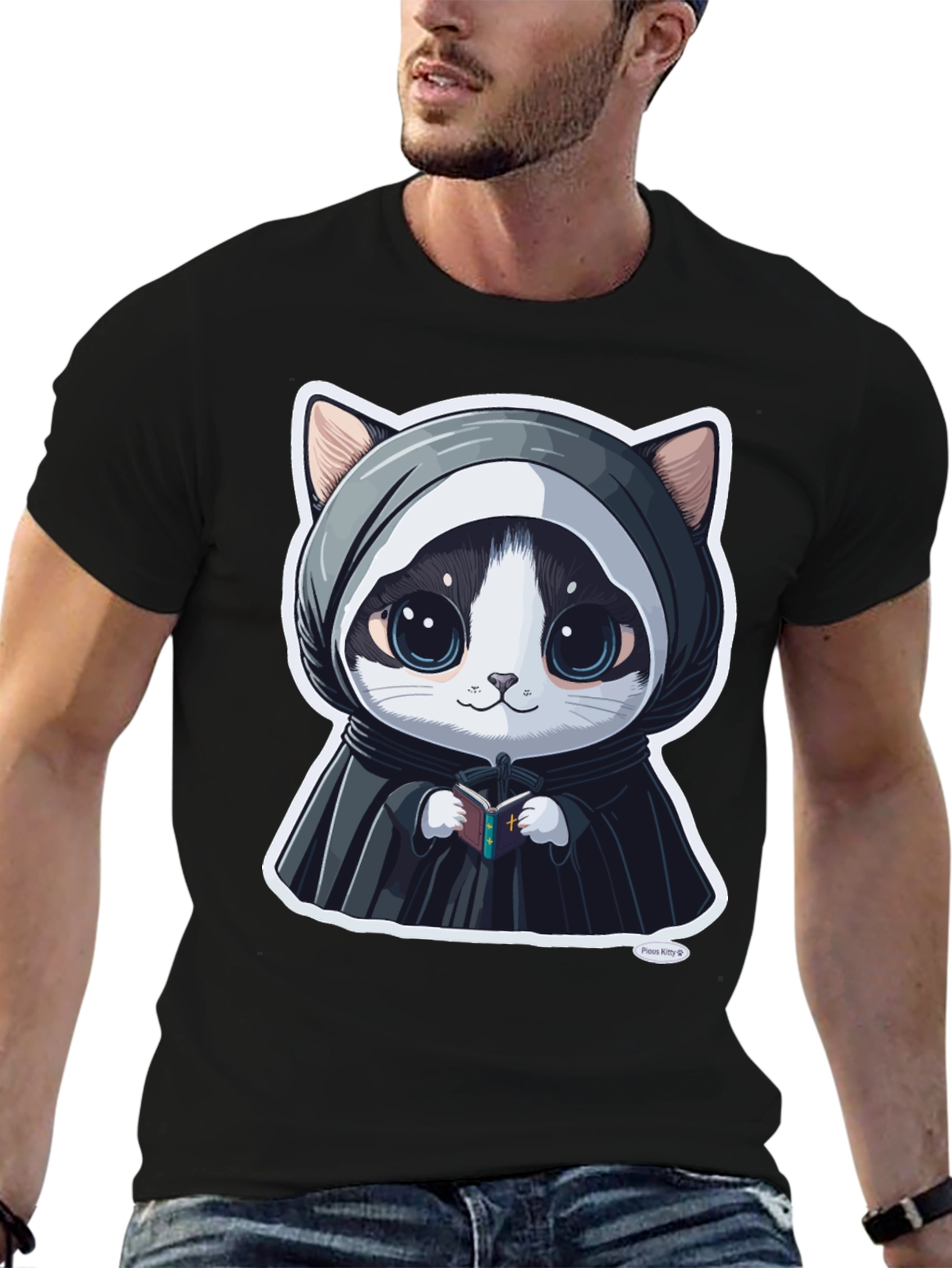 Cute Kitty Priest Graphic Tee