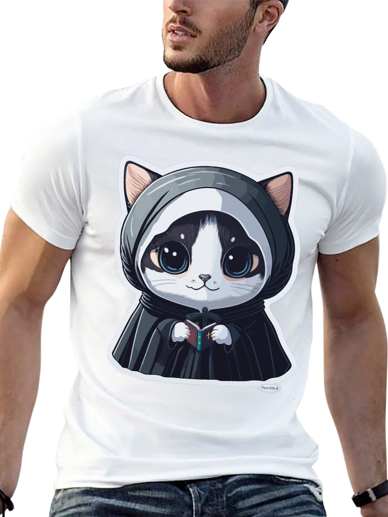 Cute Kitty Priest Graphic Tee