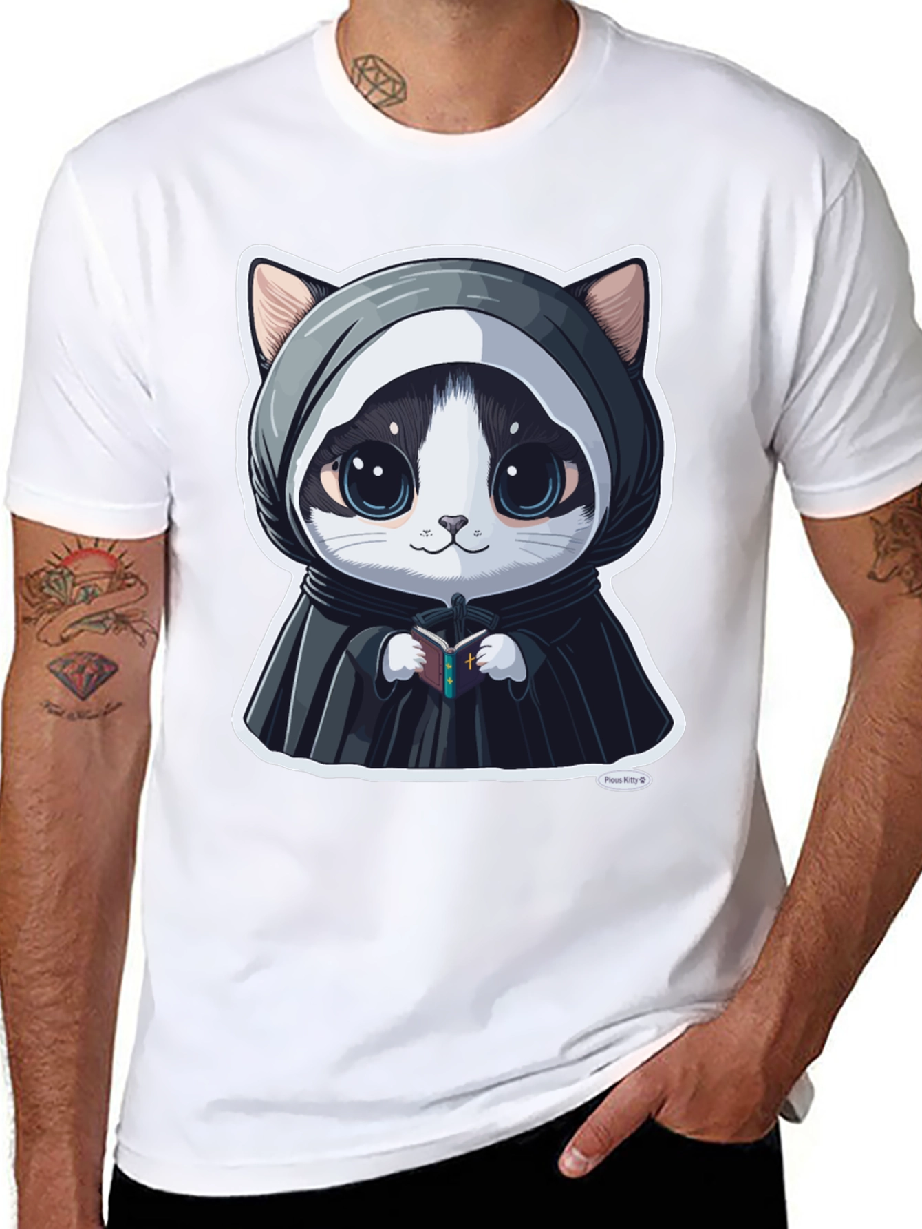 Cute Kitty Priest Graphic Tee