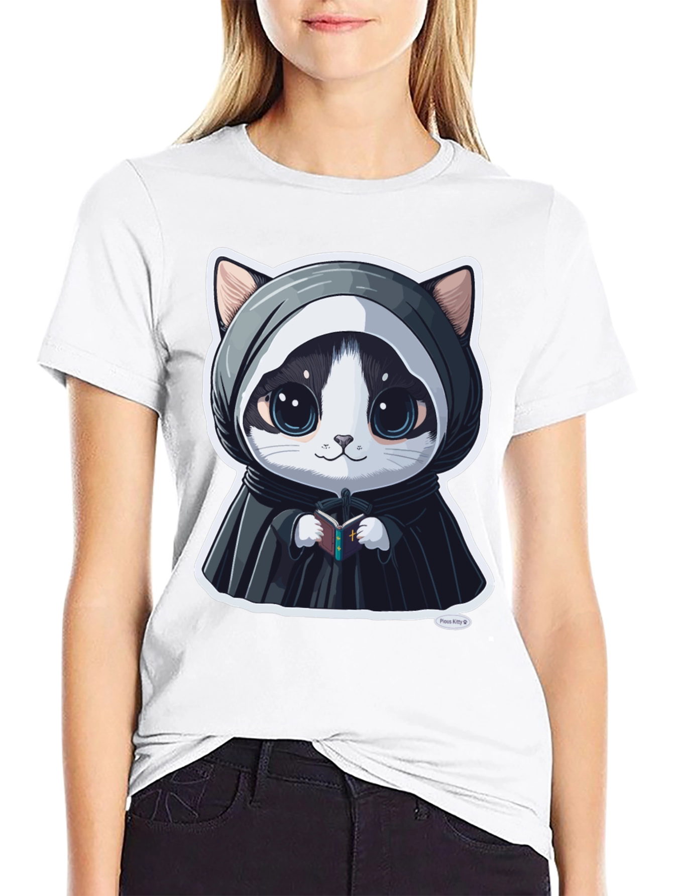 Cute Kitty Priest Graphic Tee