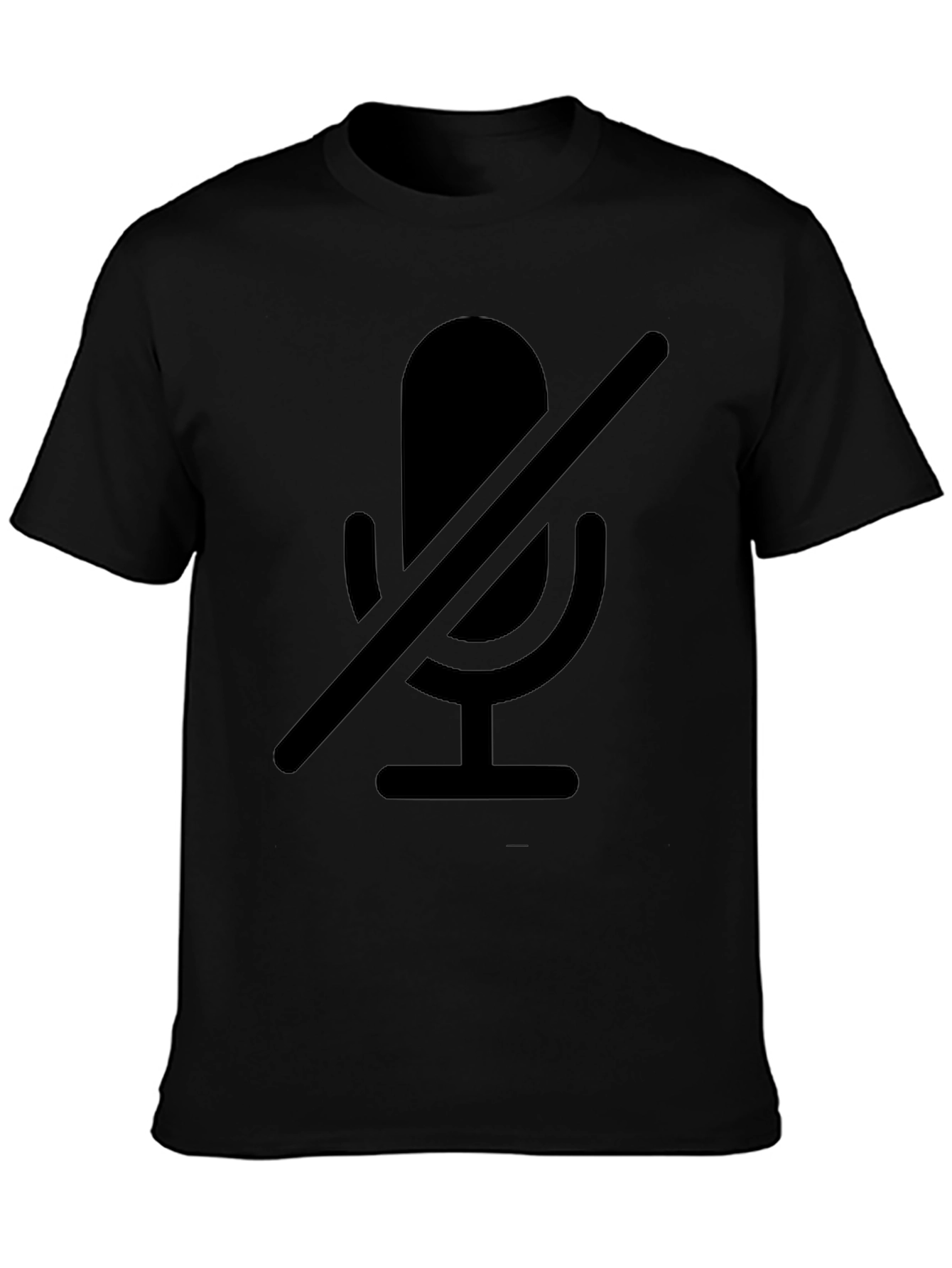 Muted Microphone Graphic Tee - Black Cotton Comfort
