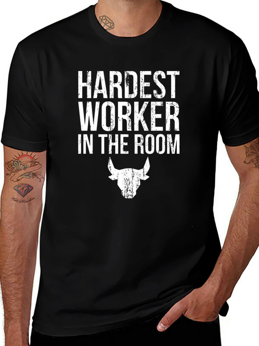 Hardest Worker T-Shirt - Graphic Tee with Bull