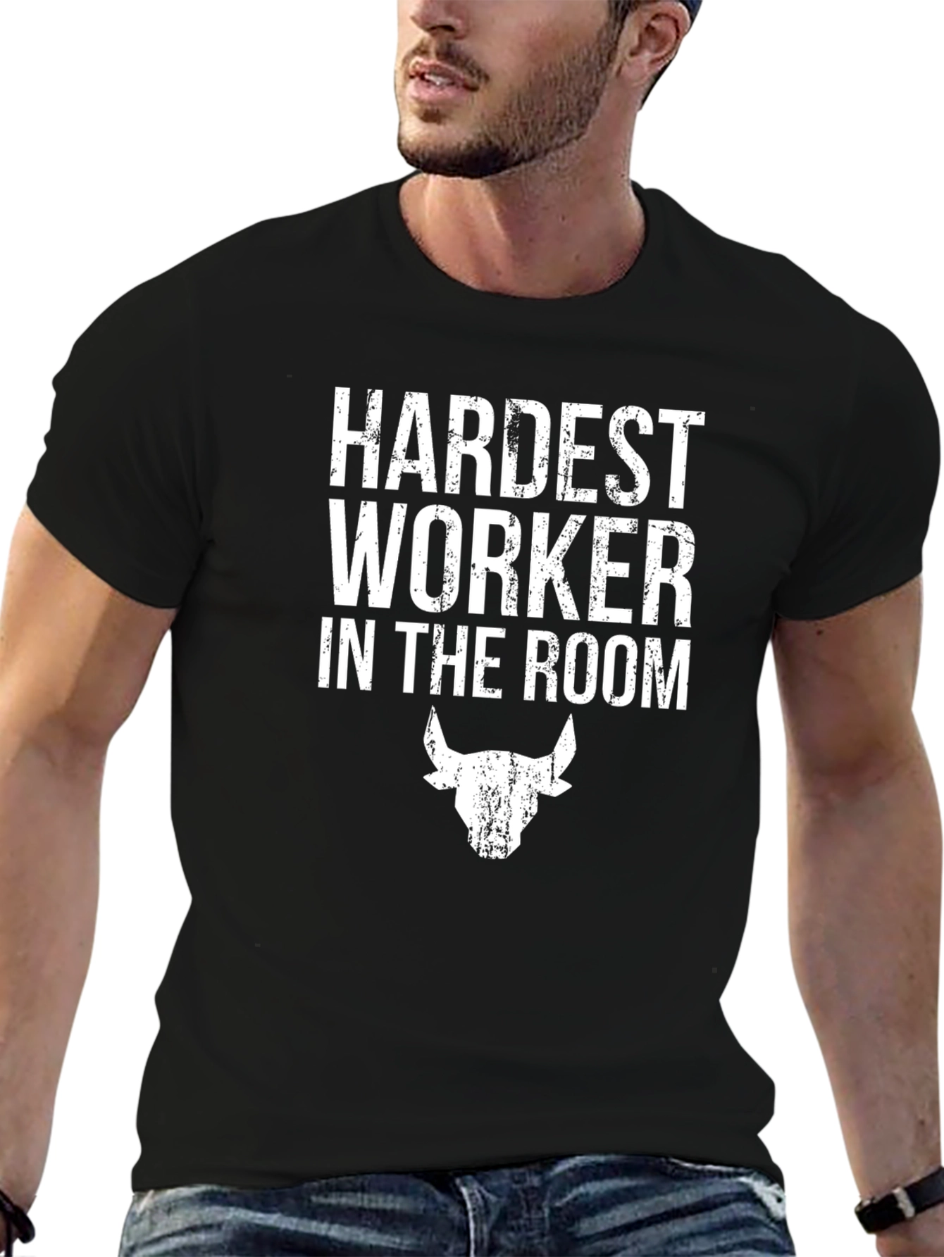 Hardest Worker T-Shirt - Graphic Tee with Bull