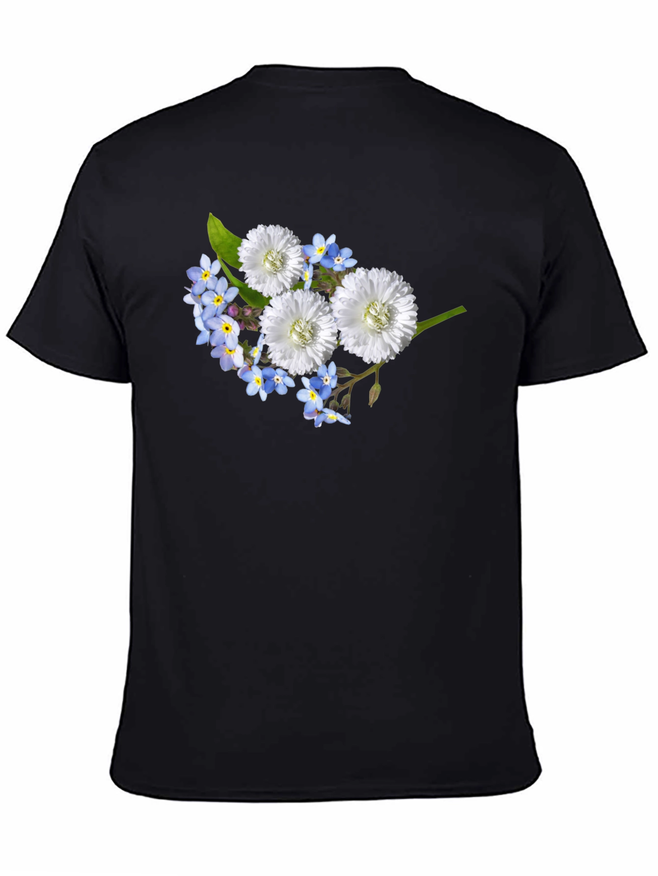 Floral T-Shirt: Forget-Me-Nots & White Flowers