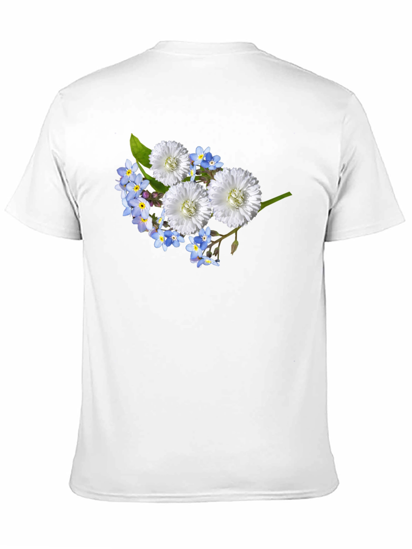 Floral T-Shirt: Forget-Me-Nots & White Flowers