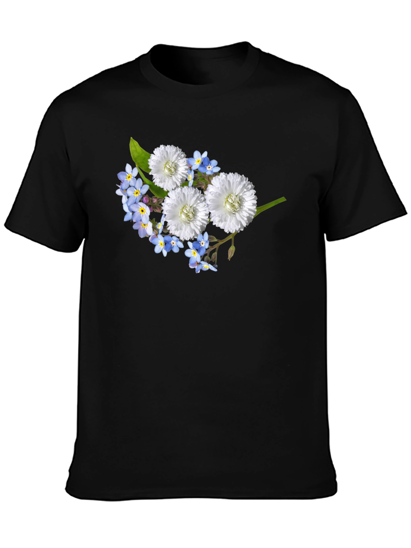 Floral T-Shirt: Forget-Me-Nots & White Flowers