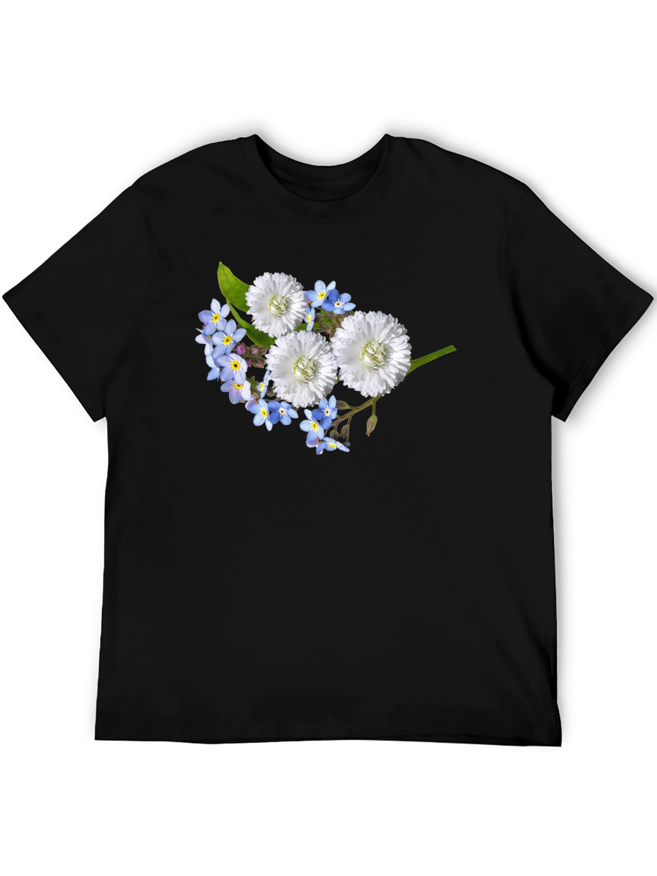 Floral T-Shirt: Forget-Me-Nots & White Flowers
