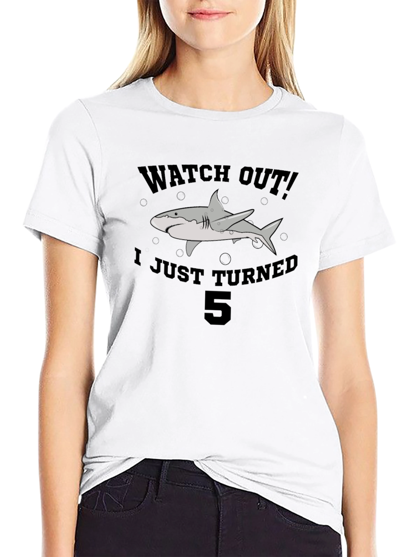 Kids Watch Out! Shark 5th Birthday T-Shirt