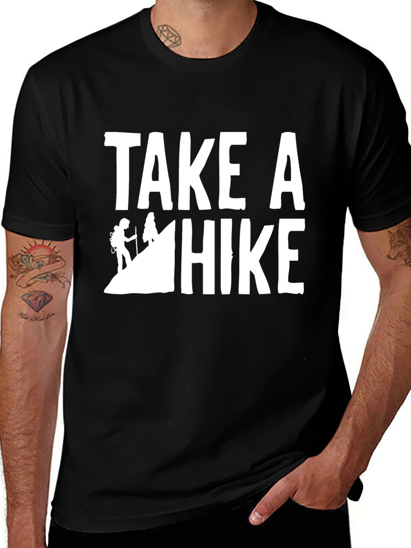 Take a Hike Graphic Tee - Black Cotton T-Shirt