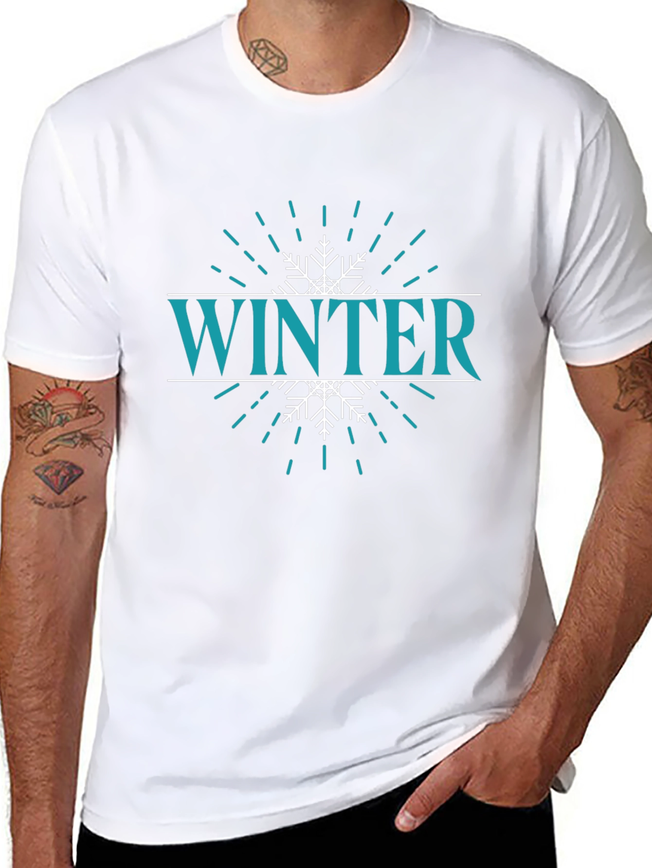 Winter Snowflake Graphic Tee - Stylish Black T-Shirt