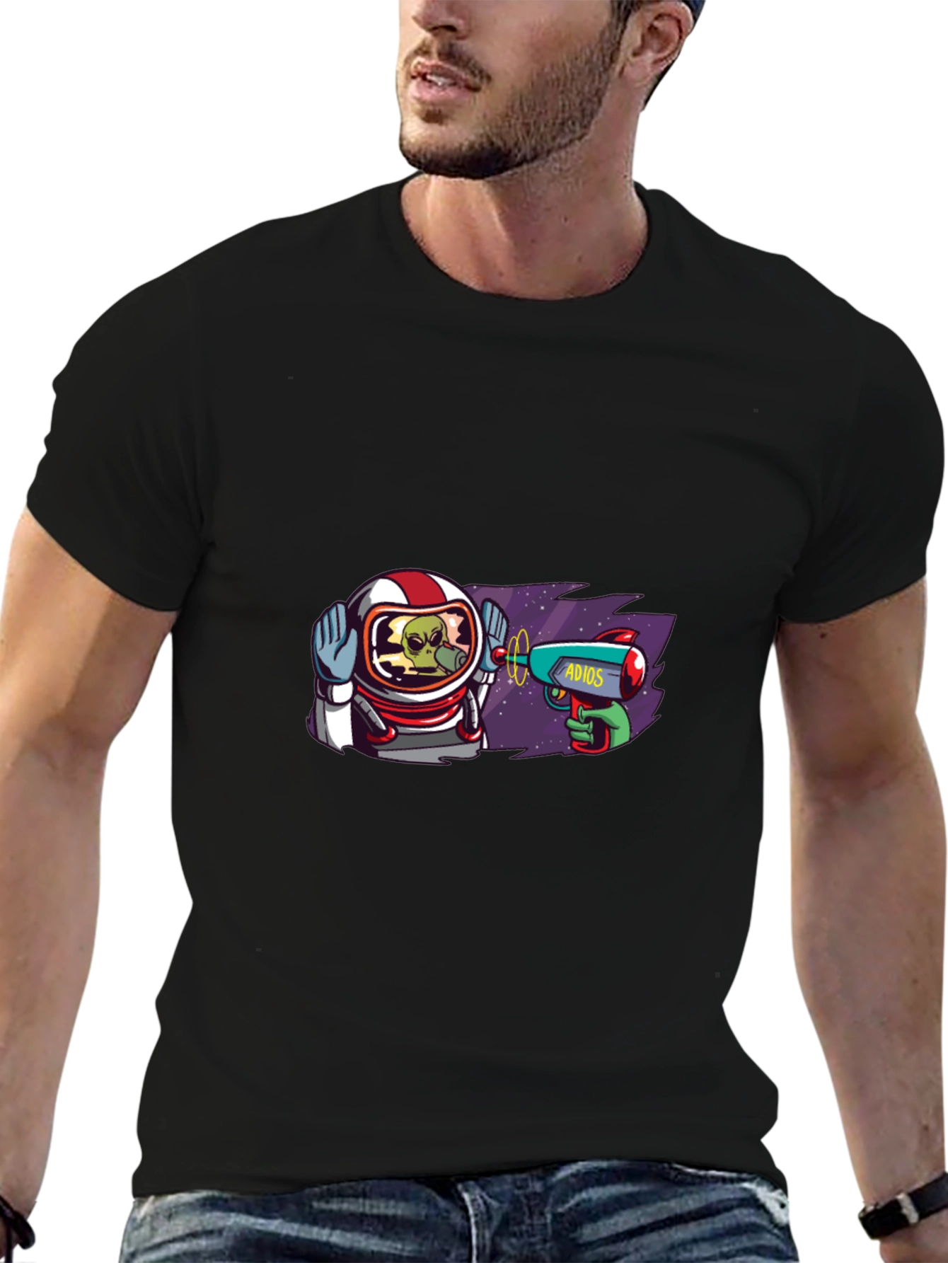 Astronaut Alien T-Shirt - Adios Ray Gun Design