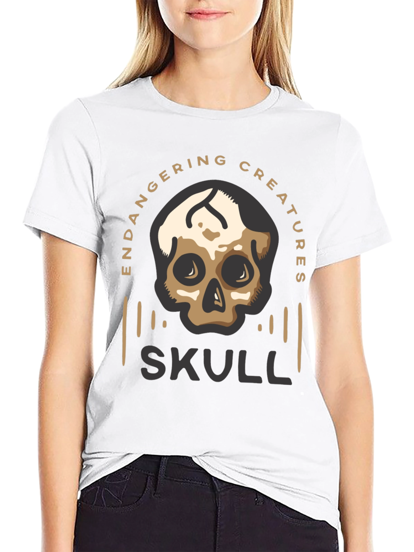 Endangered Creatures Skull Graphic Tee - Black
