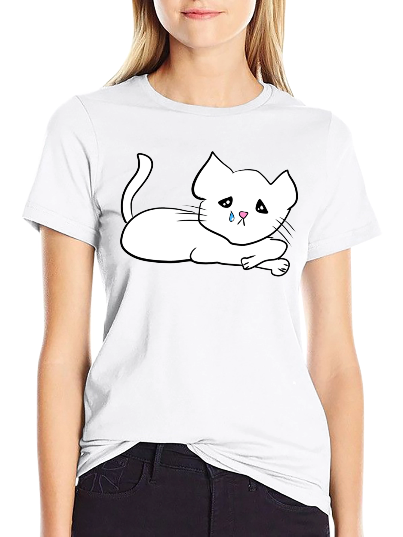 Sad Kitten T-Shirt - Mens Black Tee