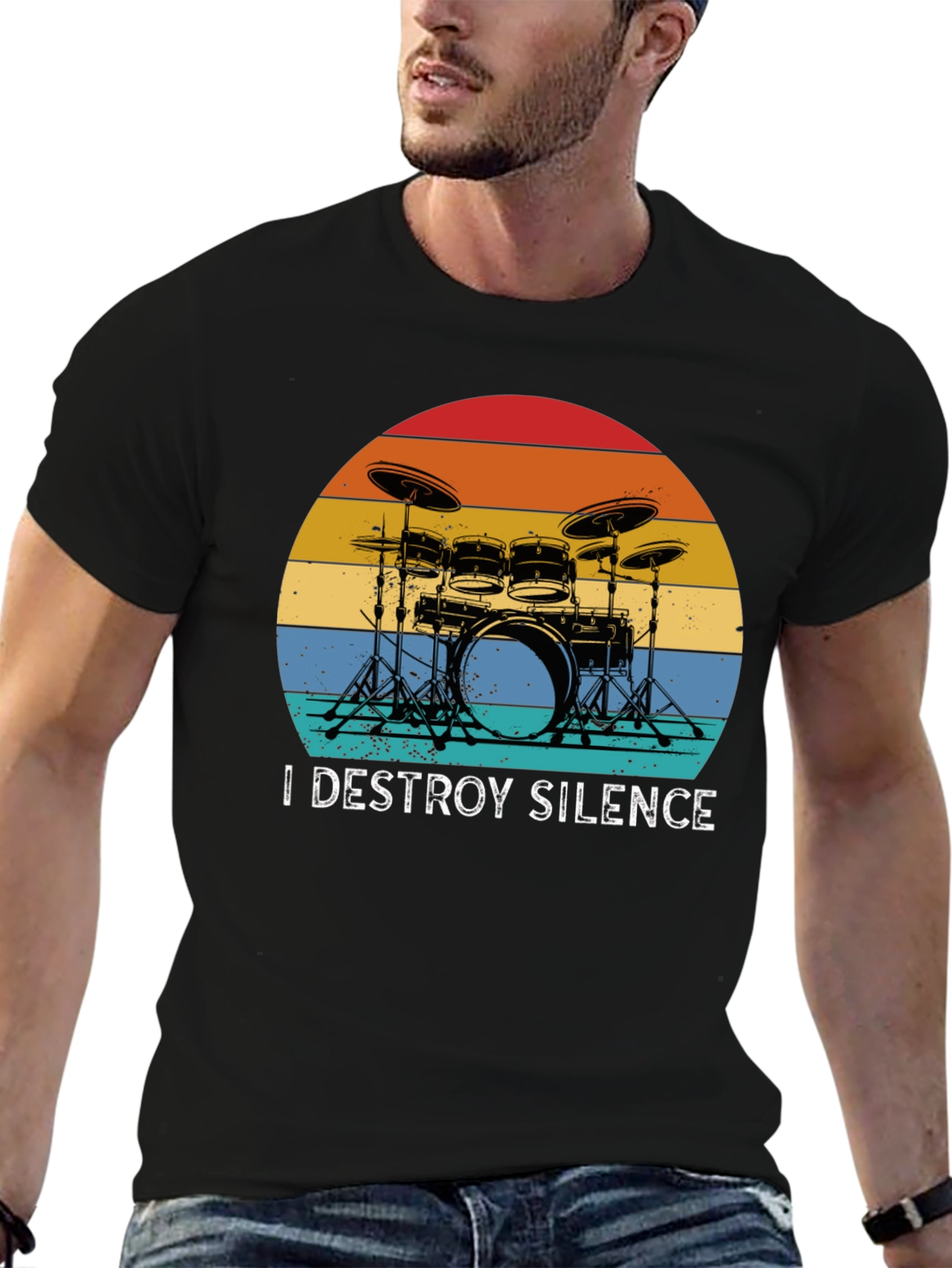 I Destroy Silence Drummer Graphic Tee - Black