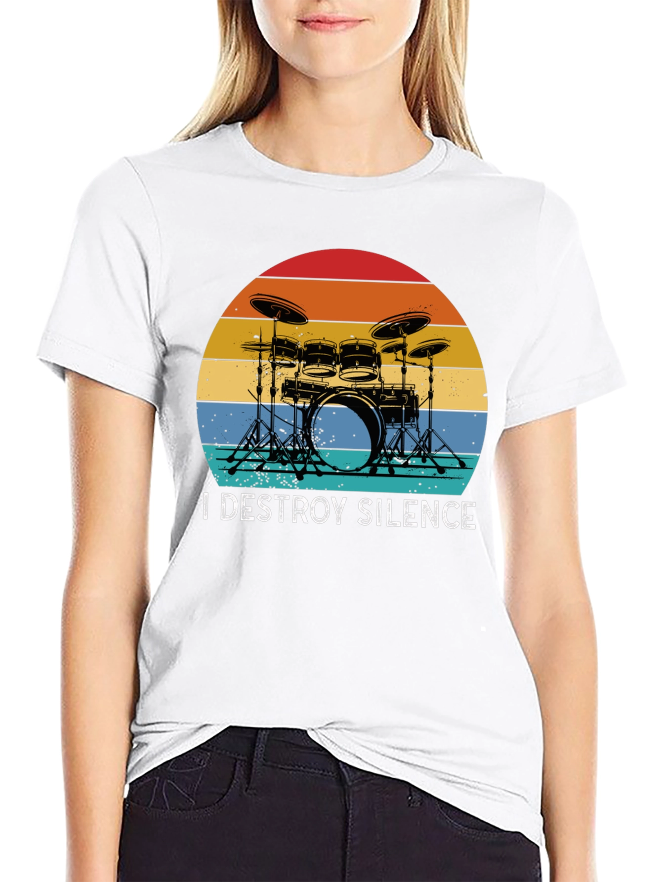 I Destroy Silence Drummer Graphic Tee - Black