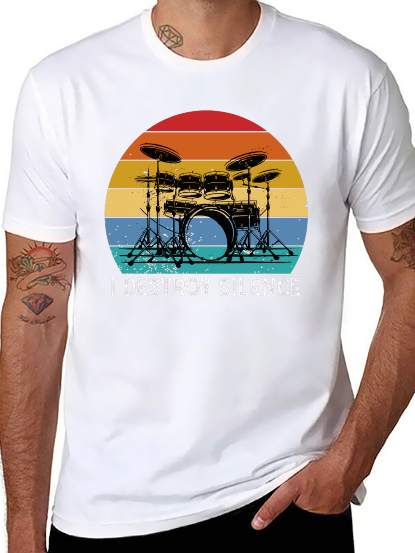 I Destroy Silence Drummer Graphic Tee - Black
