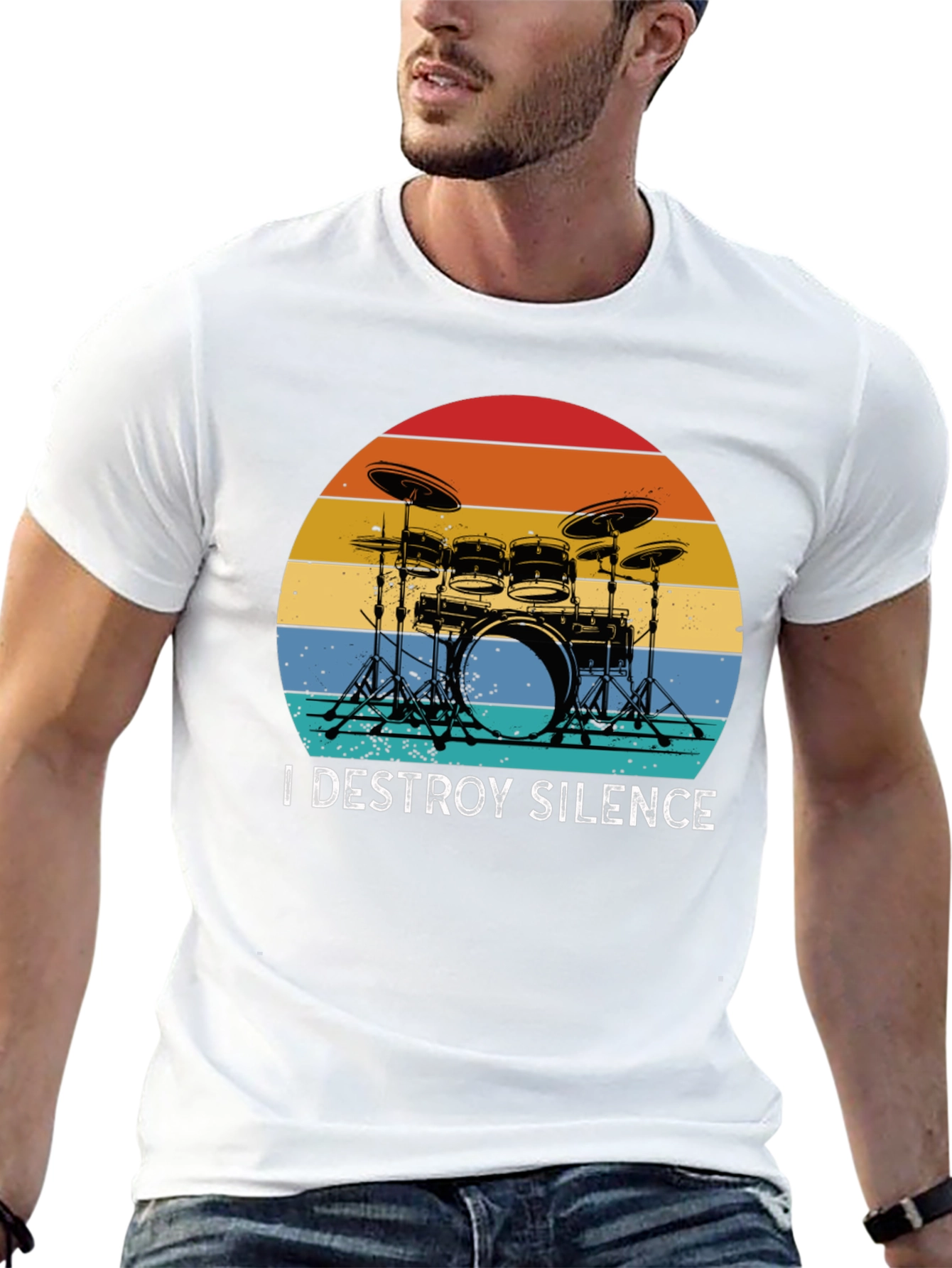 I Destroy Silence Drummer Graphic Tee - Black