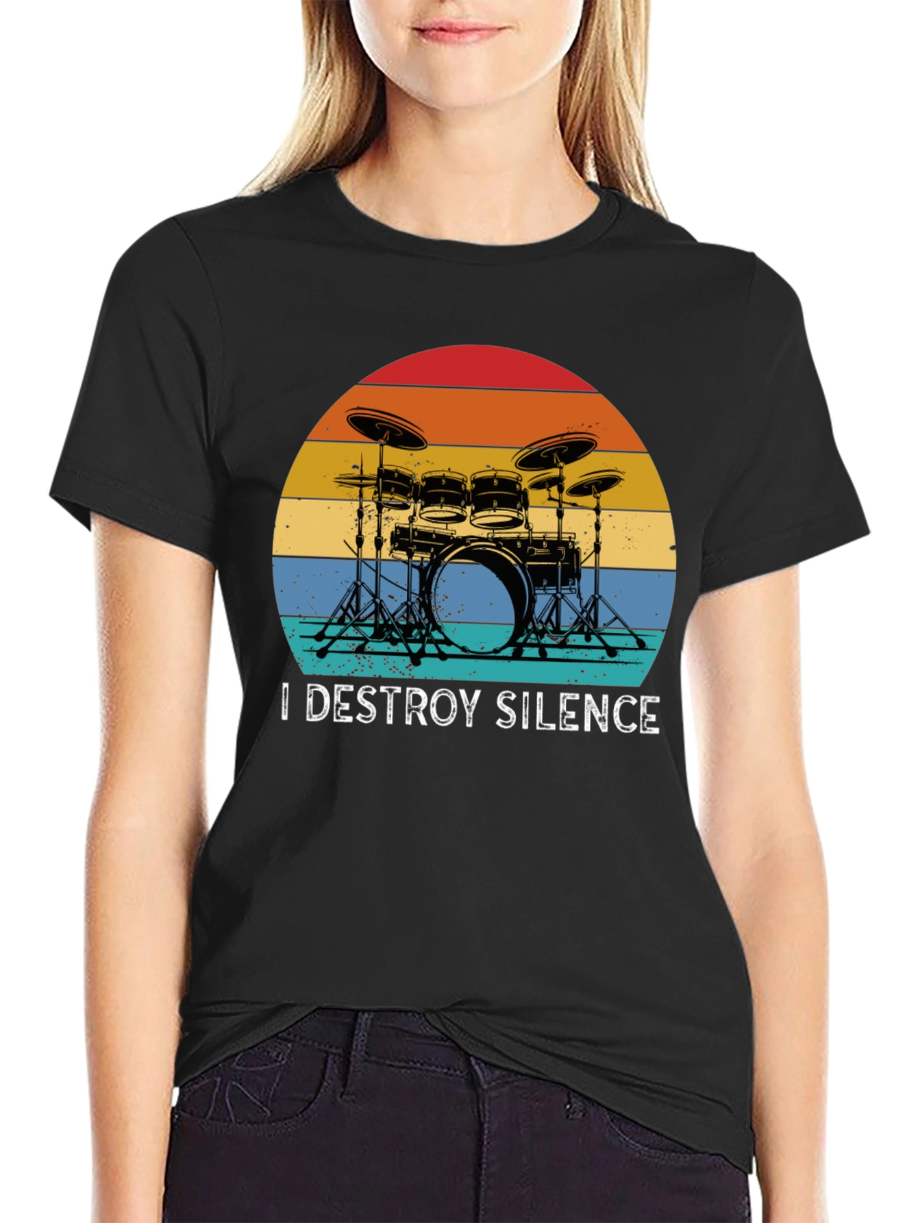 I Destroy Silence Drummer Graphic Tee - Black