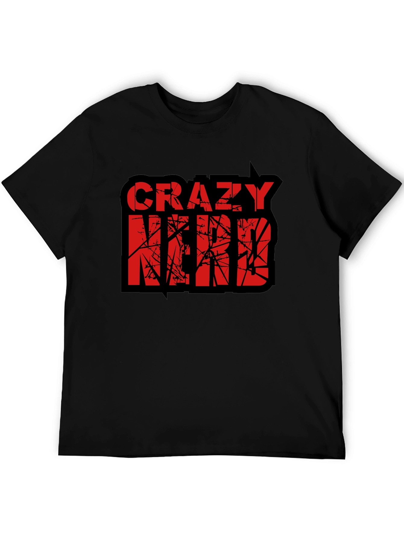 Crazy Nerd Graphic T-Shirt - Black Cotton Tee