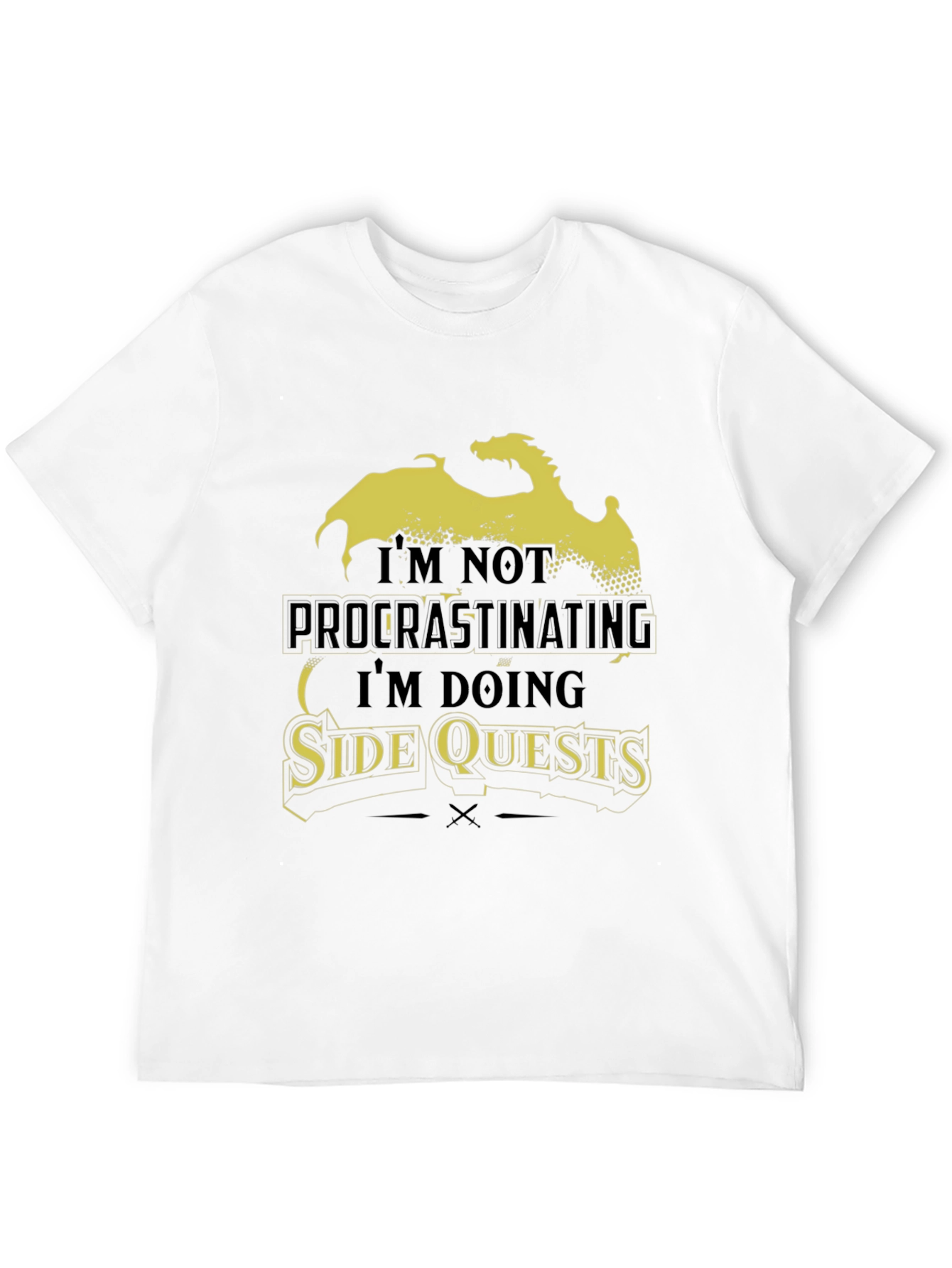 Side Quests Black Graphic Tee - Dragon Design