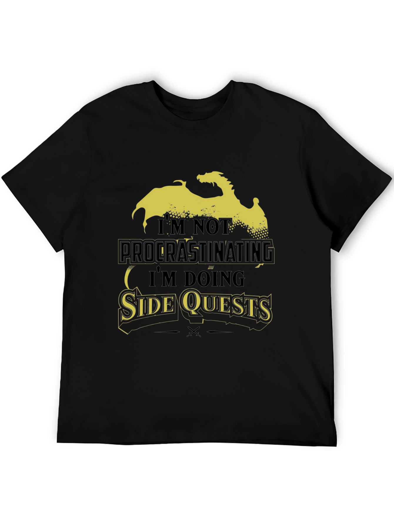 Side Quests Black Graphic Tee - Dragon Design