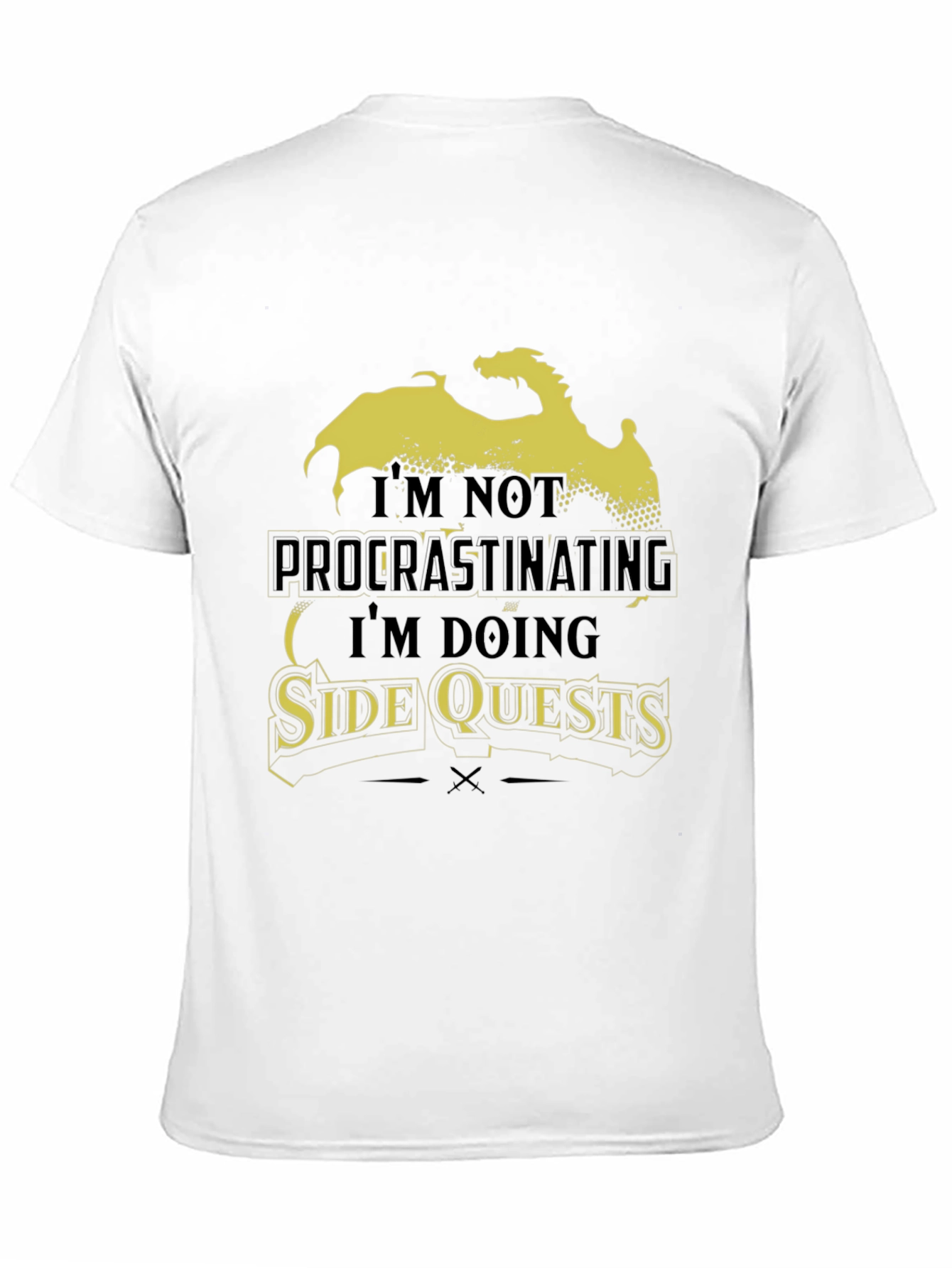 Side Quests Black Graphic Tee - Dragon Design