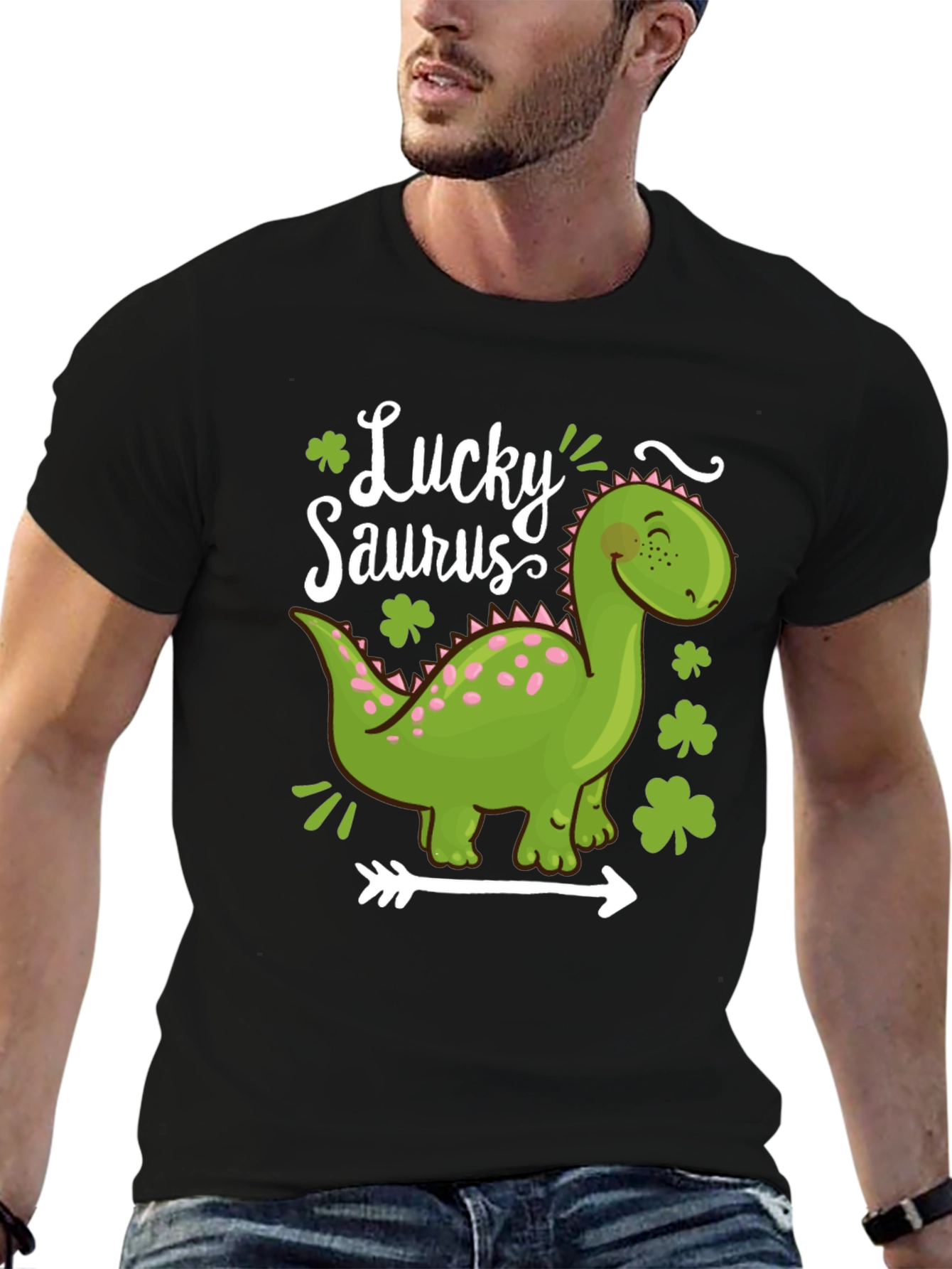 Lucky Saurus T-Shirt - St. Patricks Day Dinosaur Tee