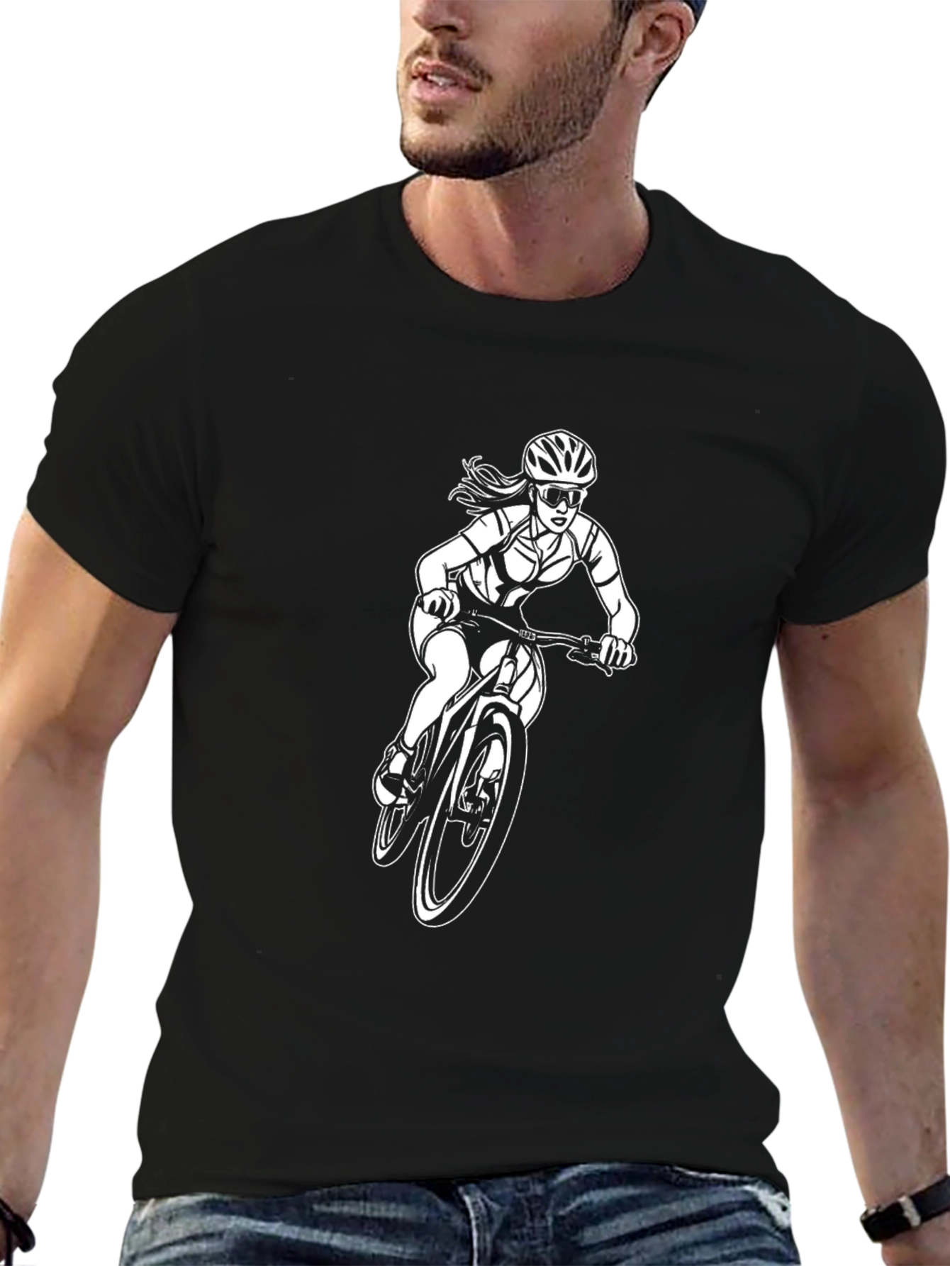 Womens Mountain Bike T-Shirt - Black Cotton Tee