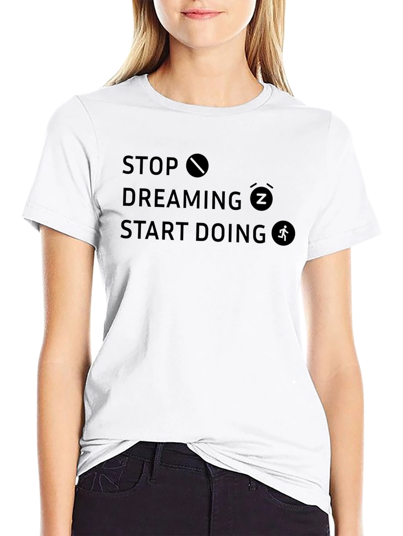 Motivational Stop Dreaming Start Doing Black T-Shirt